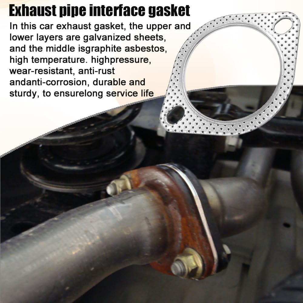 Kutyun 2PCS Car Exhaust Gasket, Exhaust Pipe Gasket, 2-Bolt 2.5'' Standard Exhaust Manifold Gasket, Ultra Seal Exhaust Flange Ga