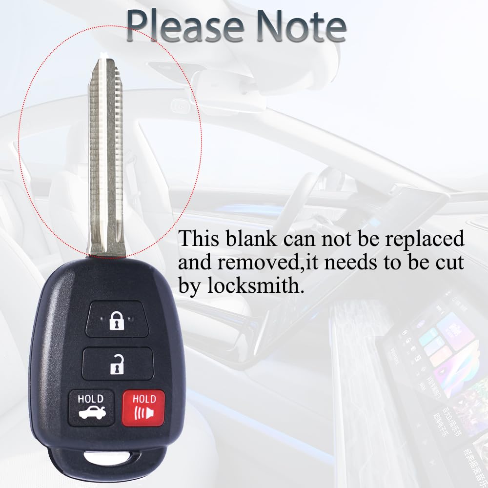 SUPALAND Key Fob Shell Case Replacement Fits for Toyota Camry Corolla RAV4 Highlander Tacoma Yaris Scion 2012 2013 2014 2015 201