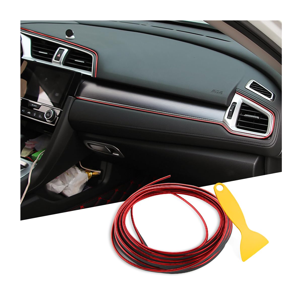 Osilly Car Interior Moulding Trim Strips, 33Ft/10M Universal Electroplating Decoration Filler Insert Strips, Styling Dashboard D