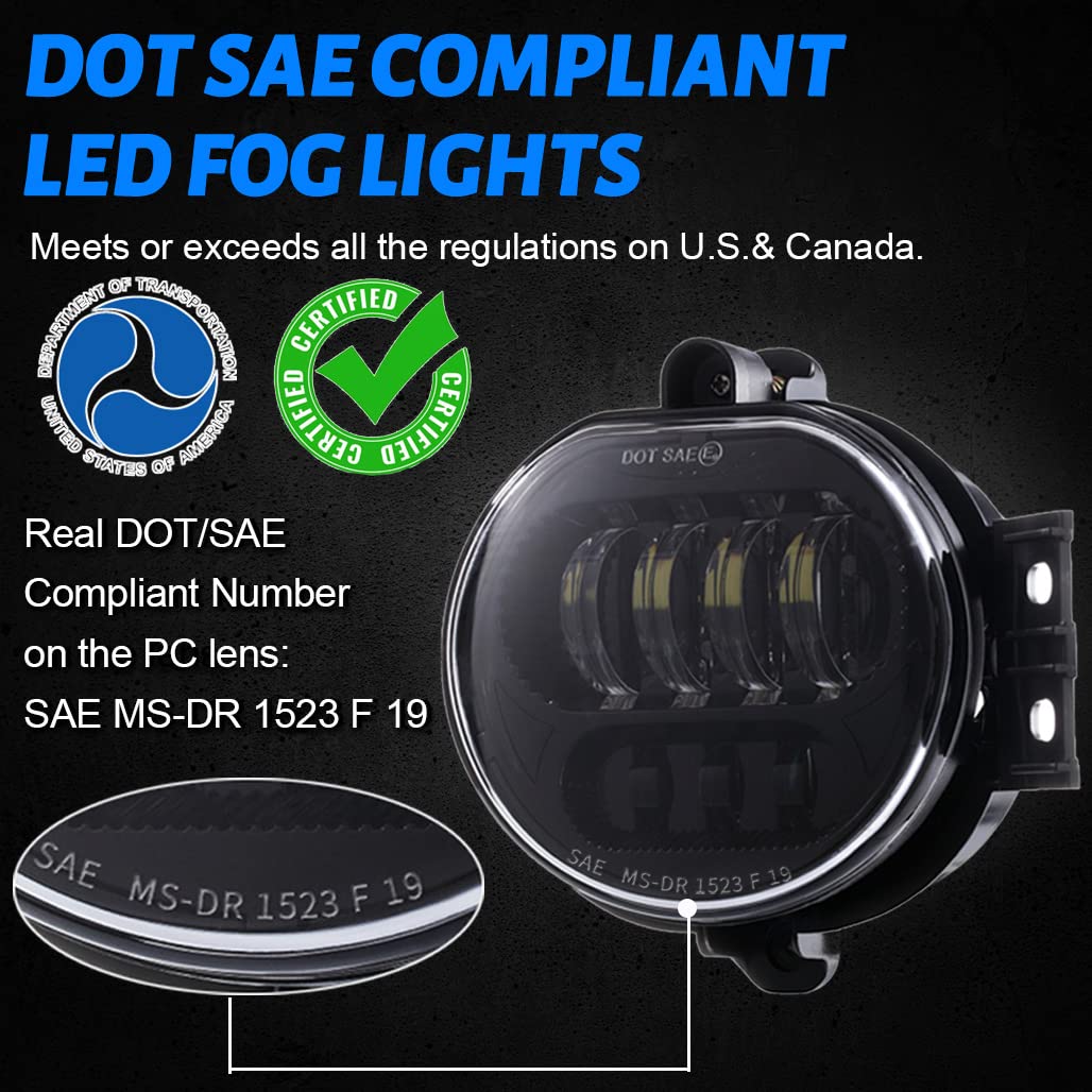 Z-Offroad 2Pcs 63W Led Fog Lights Lamps Replacement For 2002-2008 Dodge Ram 1500 2003-2009 Ram 2500 3500 2004-2006 Durango Truck