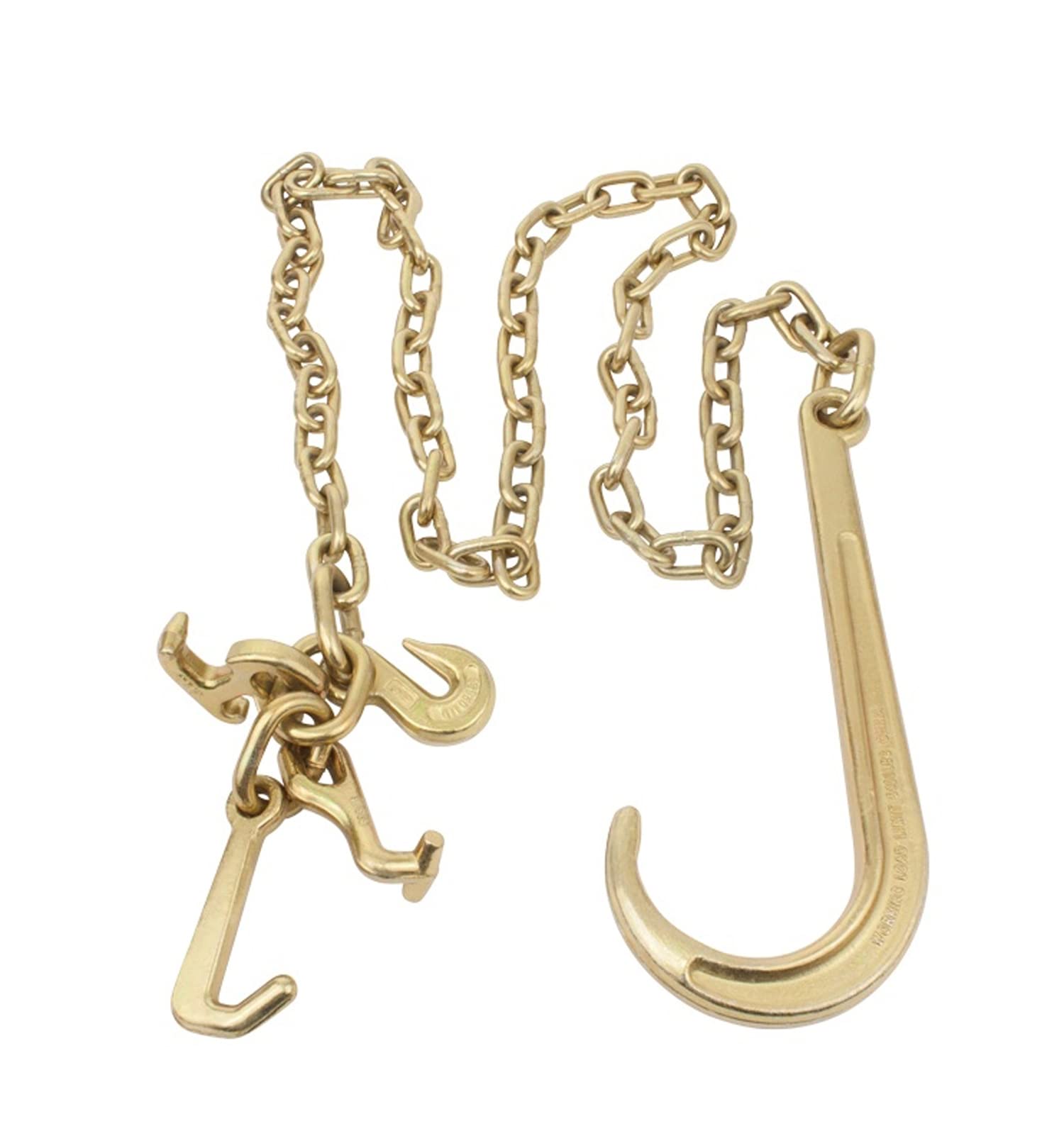 Mytee Products 5/16'' X10' Leg G70 15'' Long Shank J Hook Tow Chain W/Rtj Cluster Hook & Grab Hook - 4700 Lbs Wll Heavy Duty Tra