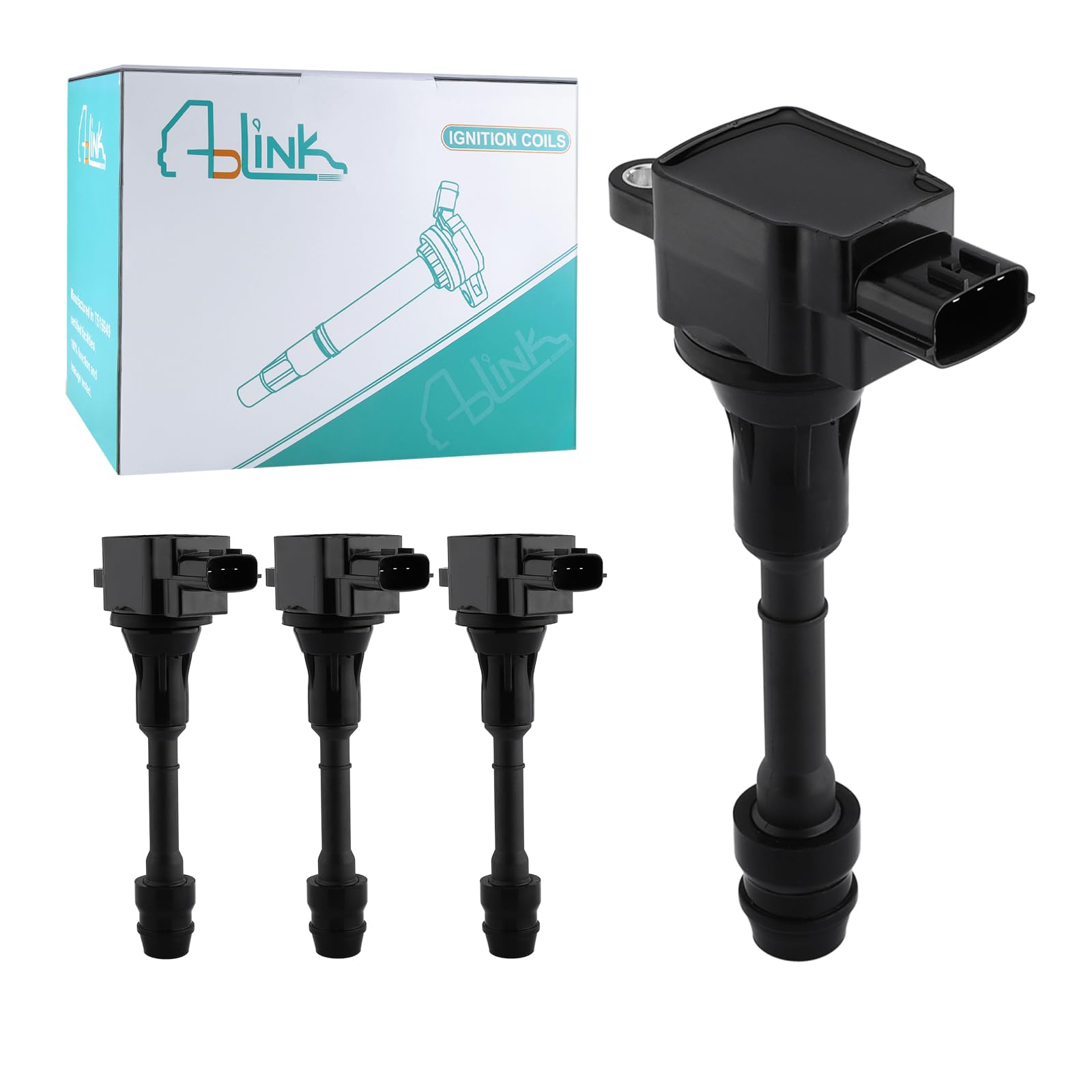AULINK UF350 Ignition Coil Pack (2.5L L4 Only) 4PCS For Altima 2002 2003 2004 2005 2006,Sentra X-Trail 2002 2003 2004 2005 2006 