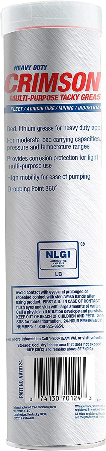 10 Pack VV70124 Multi Purpose Grease; Crimson; Red 14 Ounce Cartridge