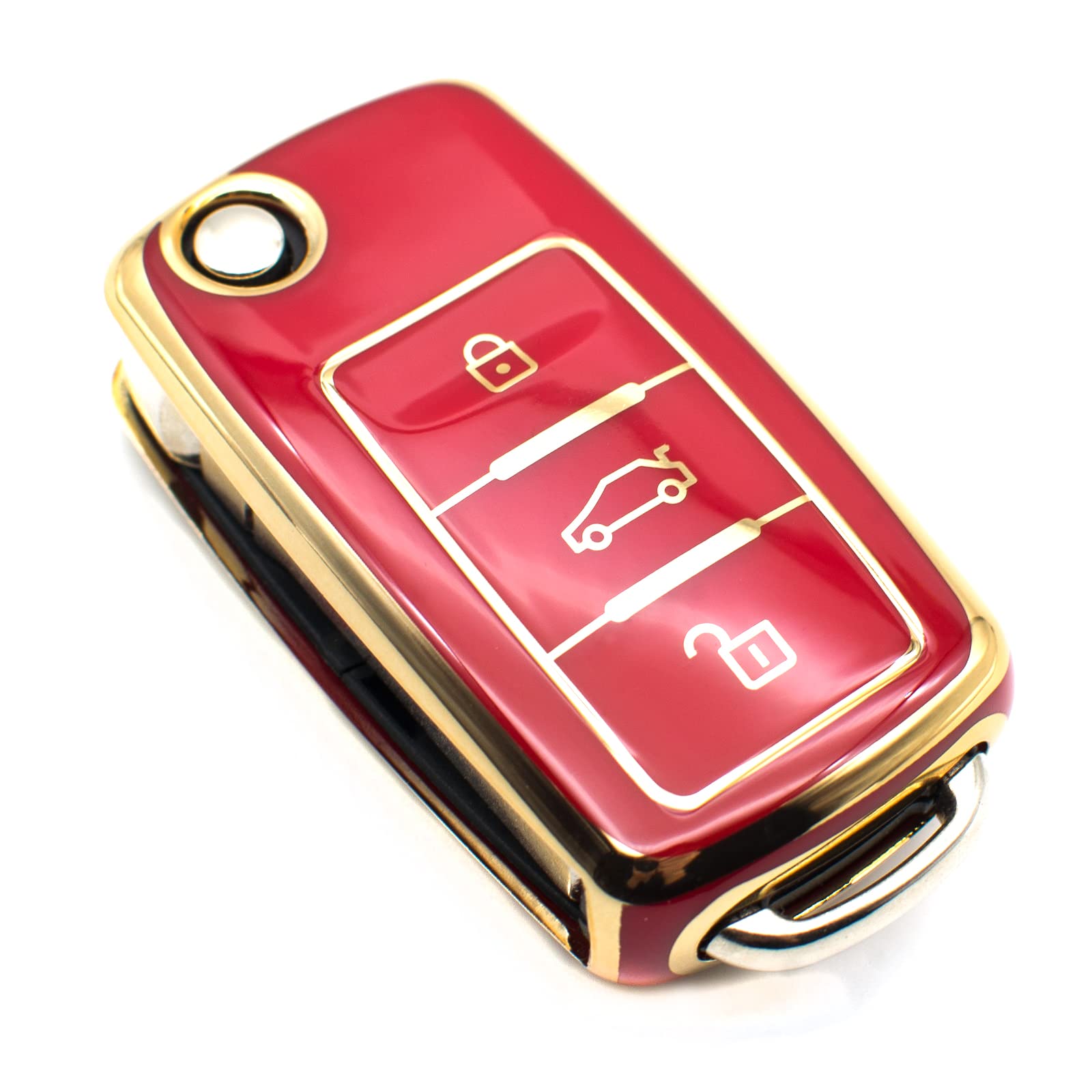 Feyoun Key Fob Cover Compatible With Vw Volkswagen Atlas Golf Gti Jetta Passat Tiguan Touareg Beetle Flip 3 Buttons Tpu Remote K