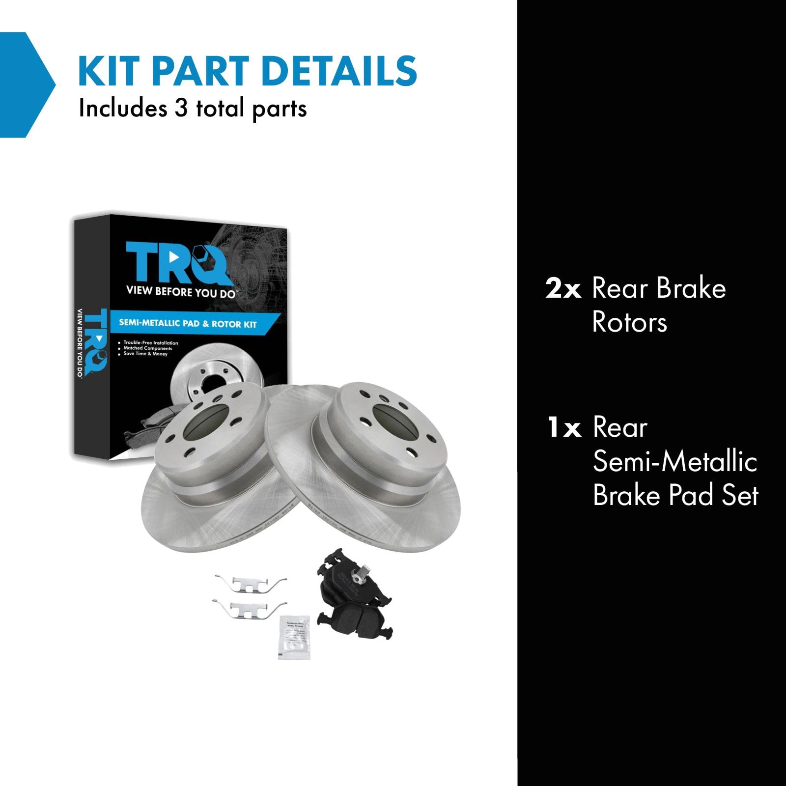 Trq Rear Brake Pad & Rotor Kit Brake Pads Brake Rotor Semi-Metallic Compatible With 2000-2006 Bmw X5