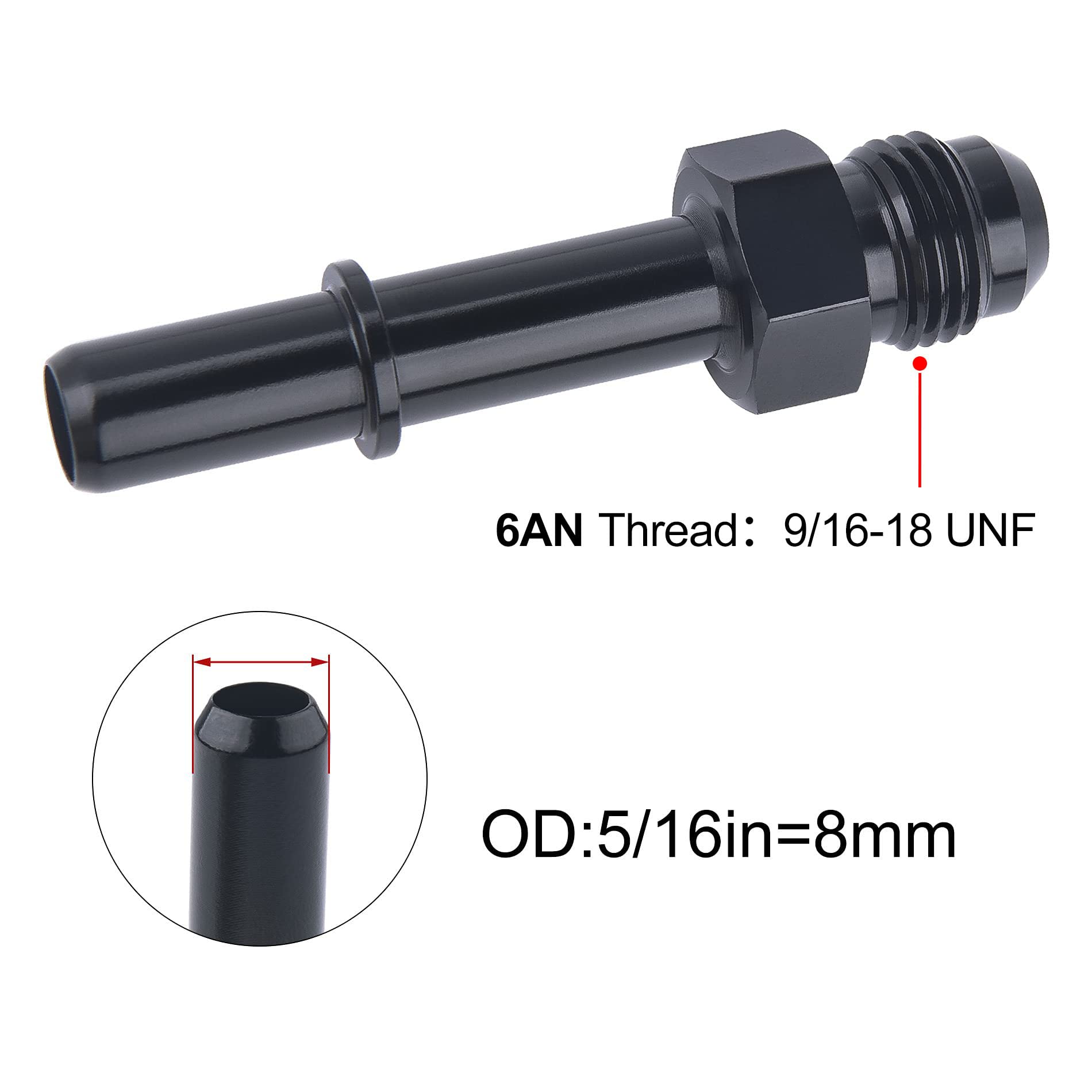 Evil Energy 6An Male To 5/16' Sae Quick Disconnect Male Push On Efi Fitting Adapter Aluminum