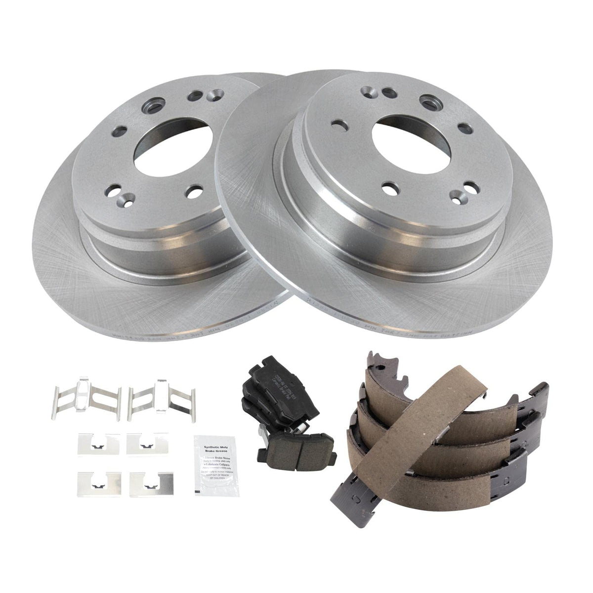 Trq Rear Brake Pad & Rotor Kit Brake Pads Brake Rotor Parking Brake Shoe Set Ceramic Compatible With 1999-2003 Acura Tl