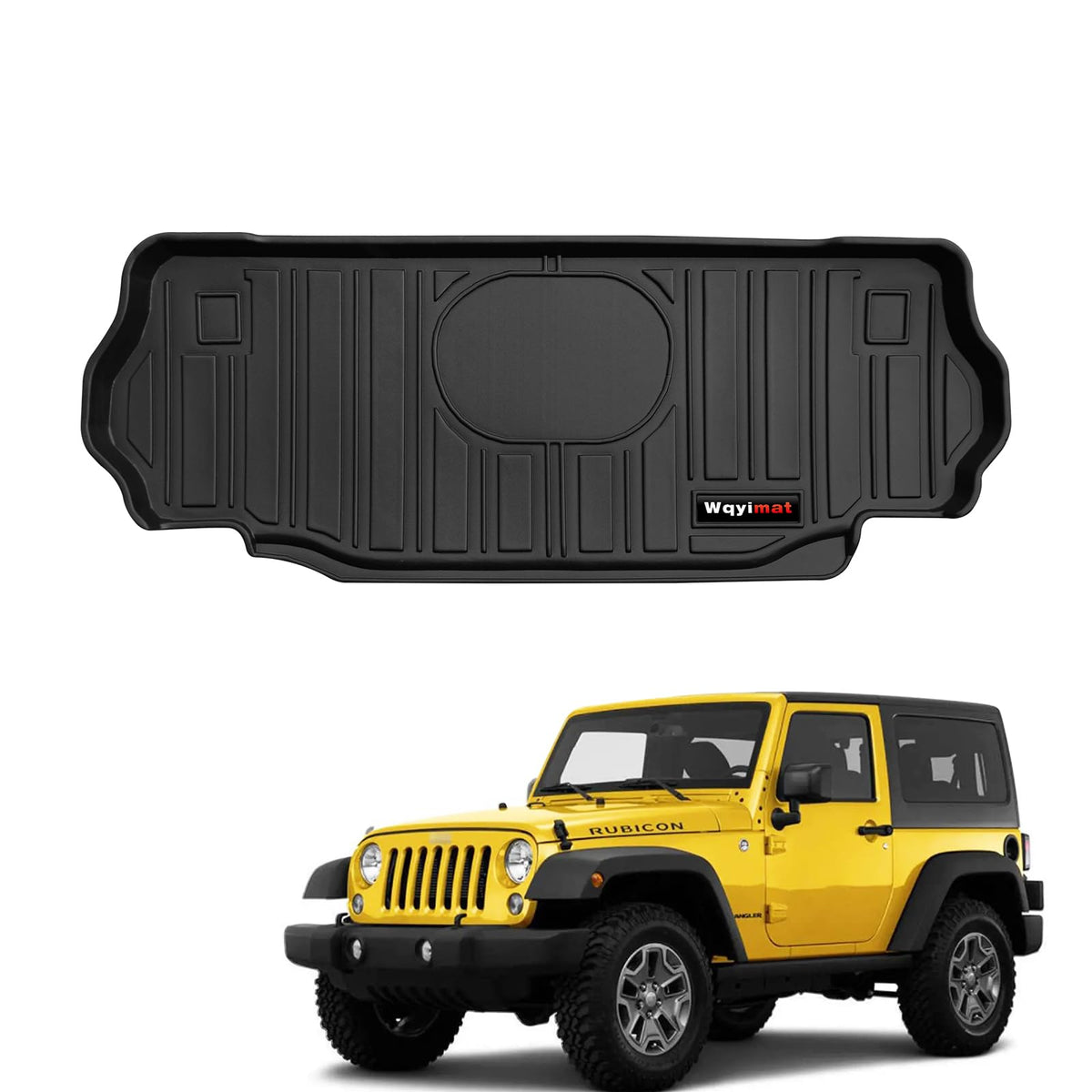 Wqyimat Custom Cargo Mats for 2007-2018 Jeep Wrangler JK 2 Door Trunk Liner All Weather TPE Rubber Protection Mat (for 2007-2018