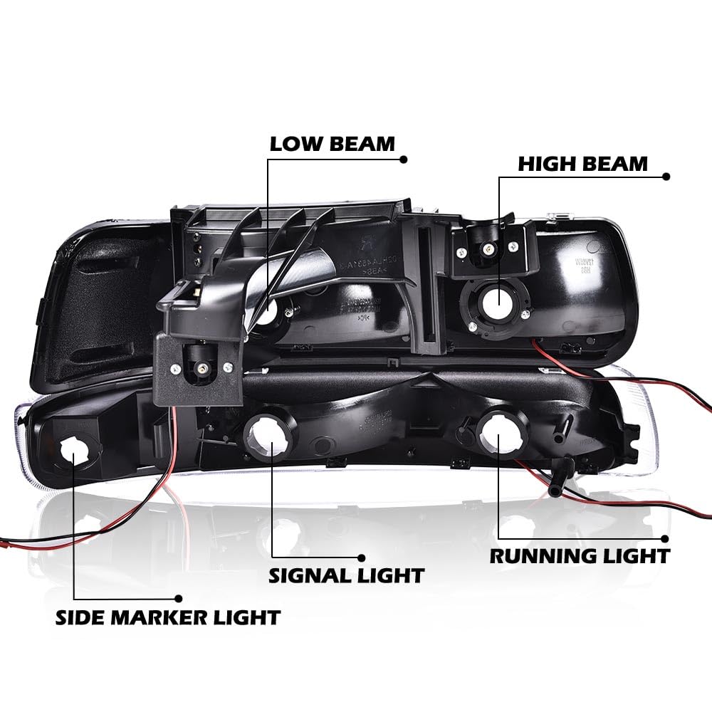 G-Plus Led Drl Headlights,Compatible With 1999-02 Chevy Silverado 1500 2500/2001-02 Silverado 1500Hd 2500Hd 3500/Fit 2000-06 Che