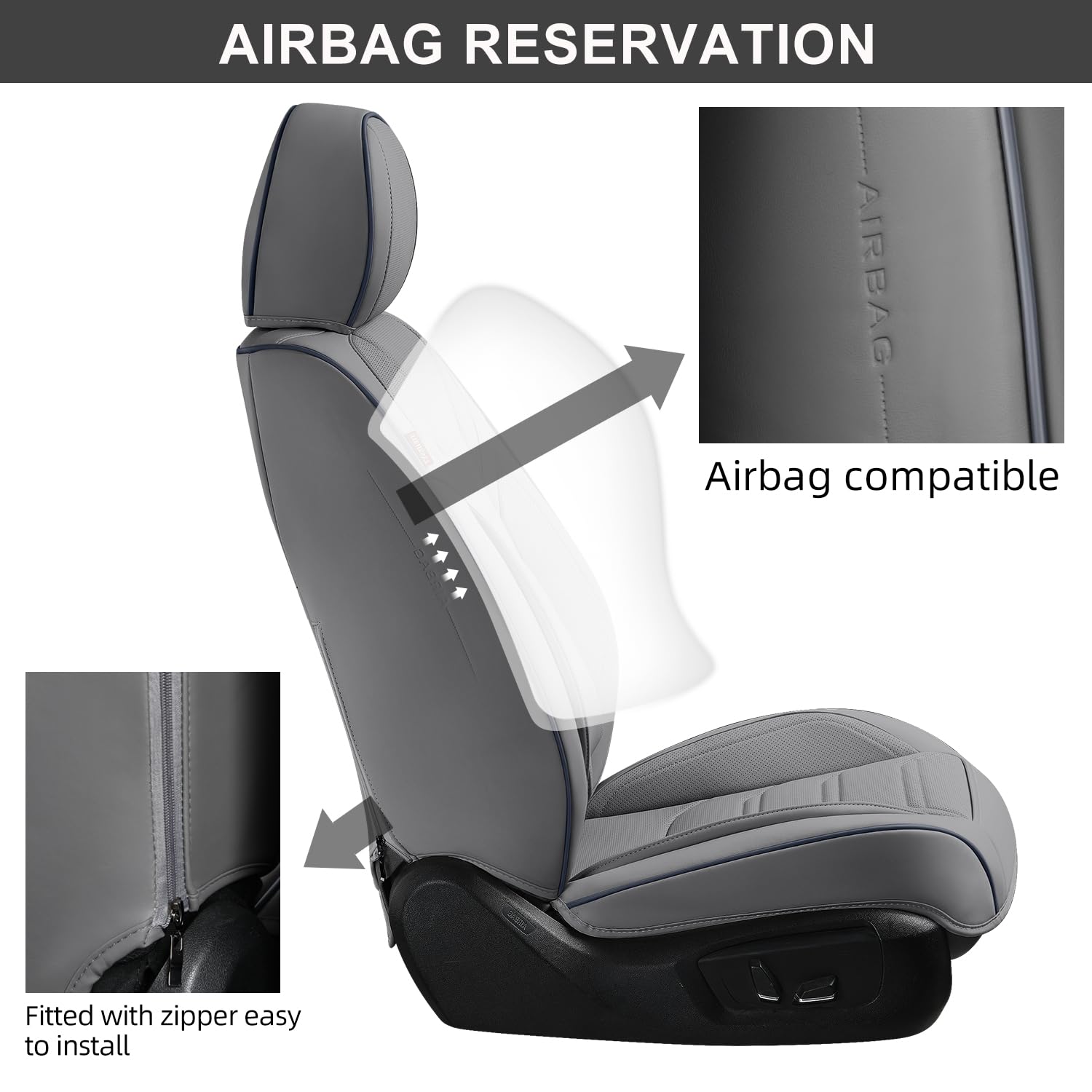 Tiehesyt Leather Car Seat Covers Full Set With Lumbar Support, Breathable And Waterproof Car Seat Cover, Universal Seat Covers F