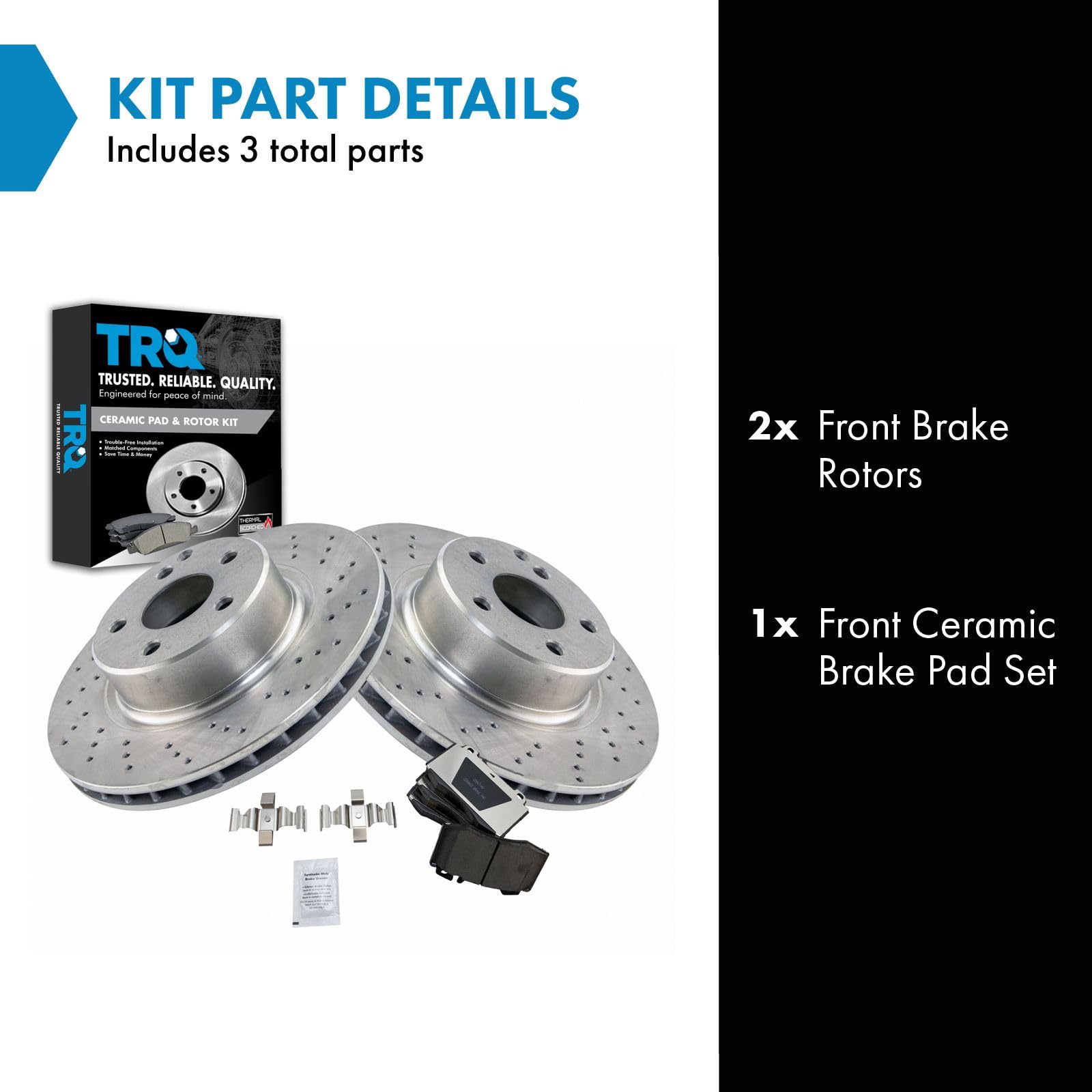 Trq Front Brake Pad & Rotor Kit Brake Pads Brake Rotor Ceramic Compatible With 2003-2006 Mercedes-Benz Cl500 S430 S500