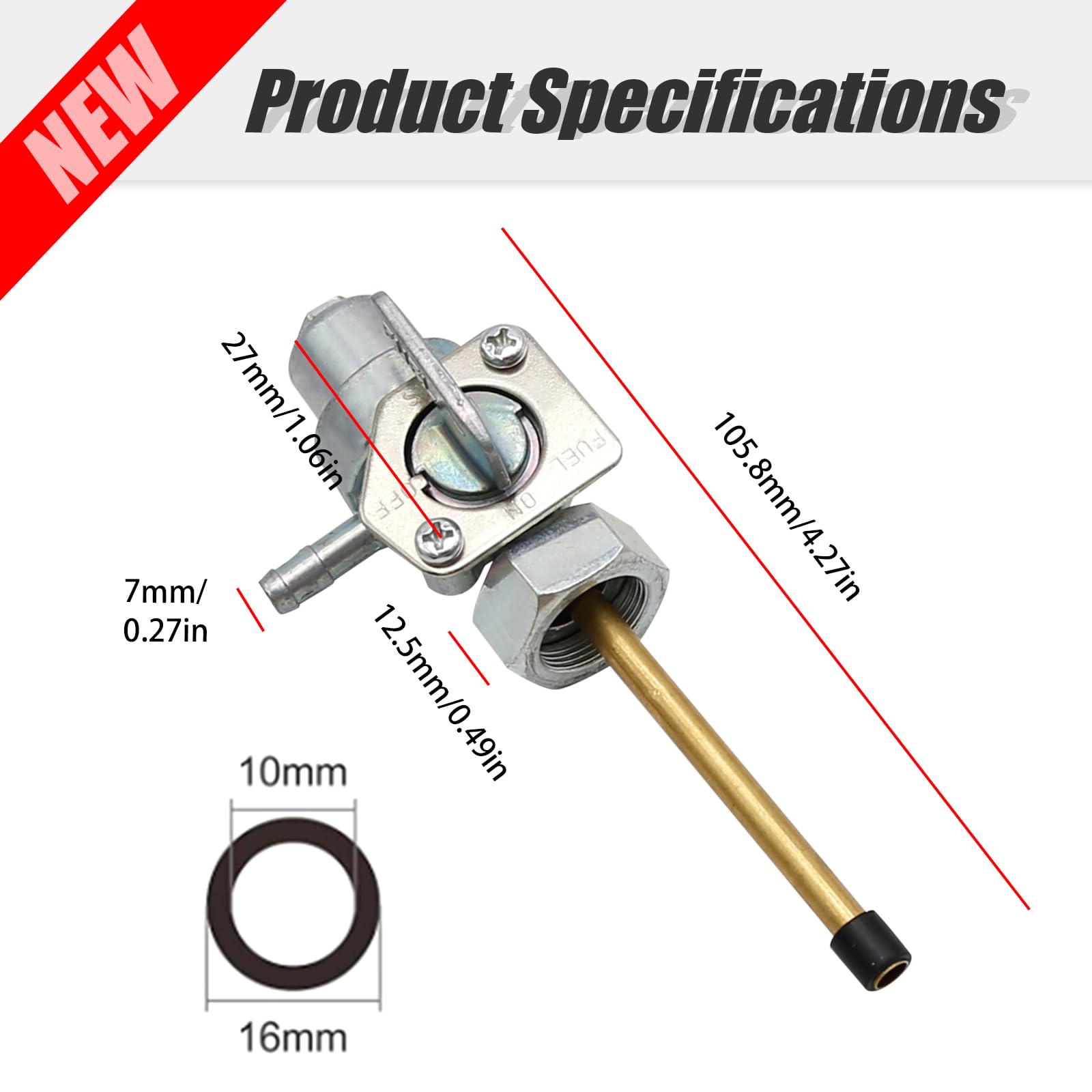 Vkinman Fuel Valve Petcock Switch Shut Off Replacement For Honda Trx250 Trx 300 Trx300Fw Fourtrax 1988-2000, Replace 16950-My6-791 16950-My6-670 16950-Hc4-670 16950-Ha8-005 16950-Hc4-840 16950-Ha5-005