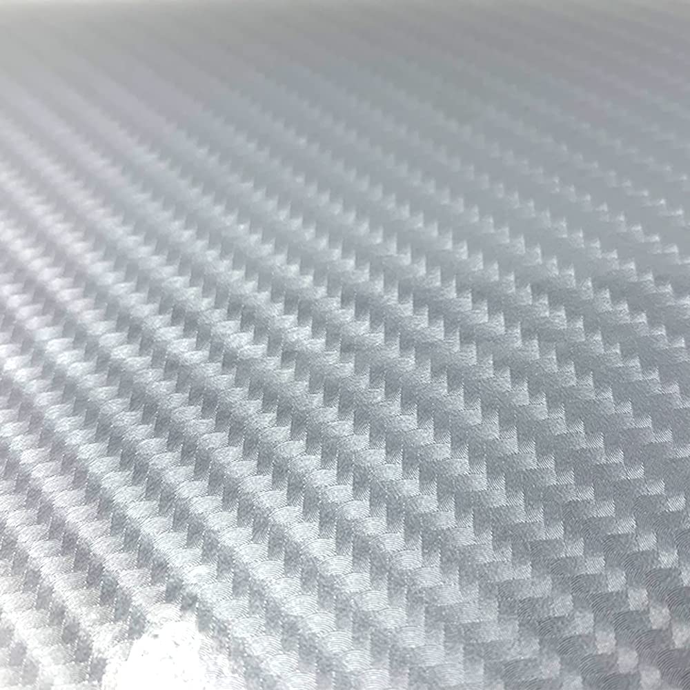 Rockrose 7D High Gloss 7D Silver Carbon Fiber Vinyl Wrap, Anti-Wrinkle, Air Release Automotive Bubble Wrap, Self Adhesive Car Vi