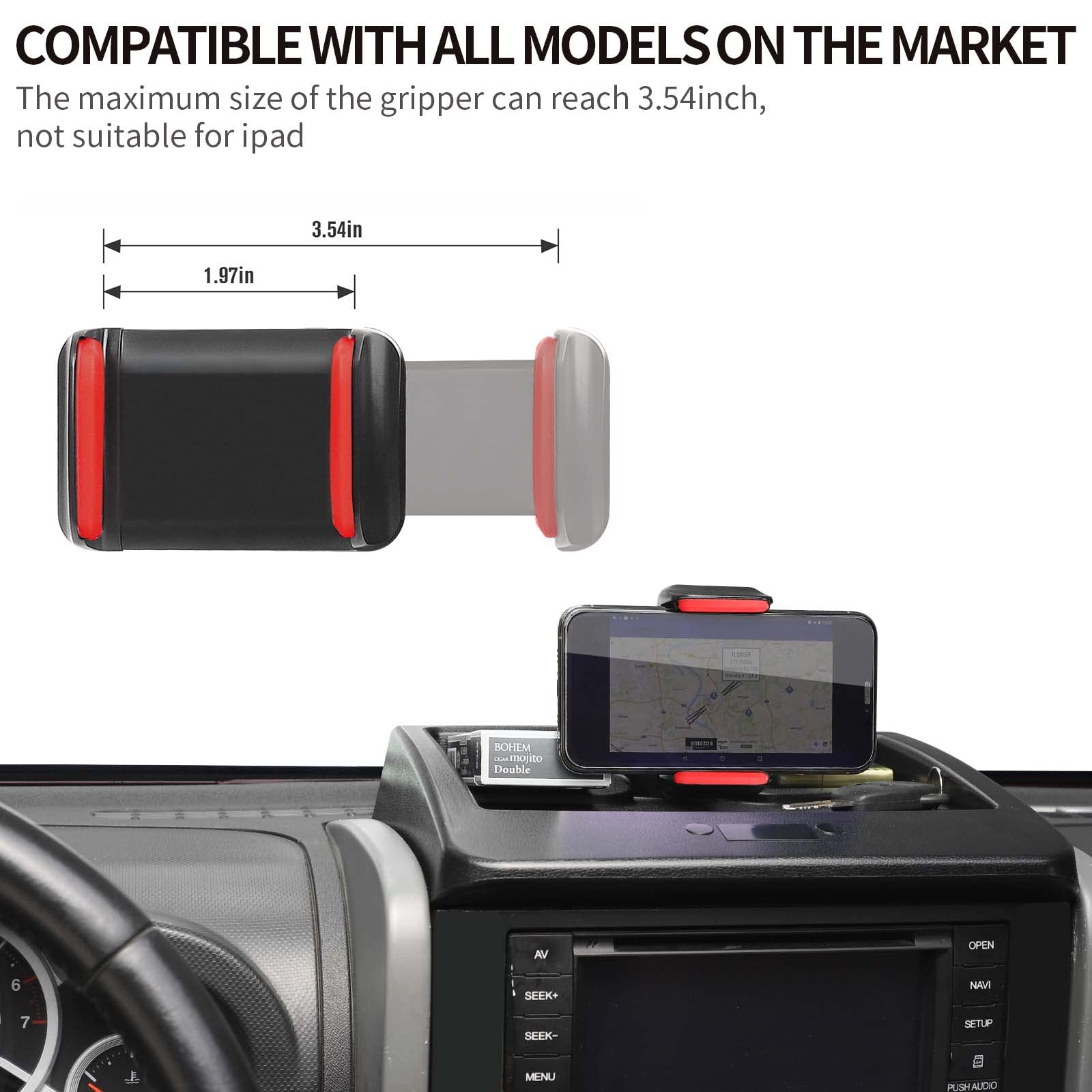 Voodonala for Jeep JK Phone Holder with Storage Cell Phone Dash Multi-Mount for 2007-2011 Jeep Wrangler JK JKU, Black