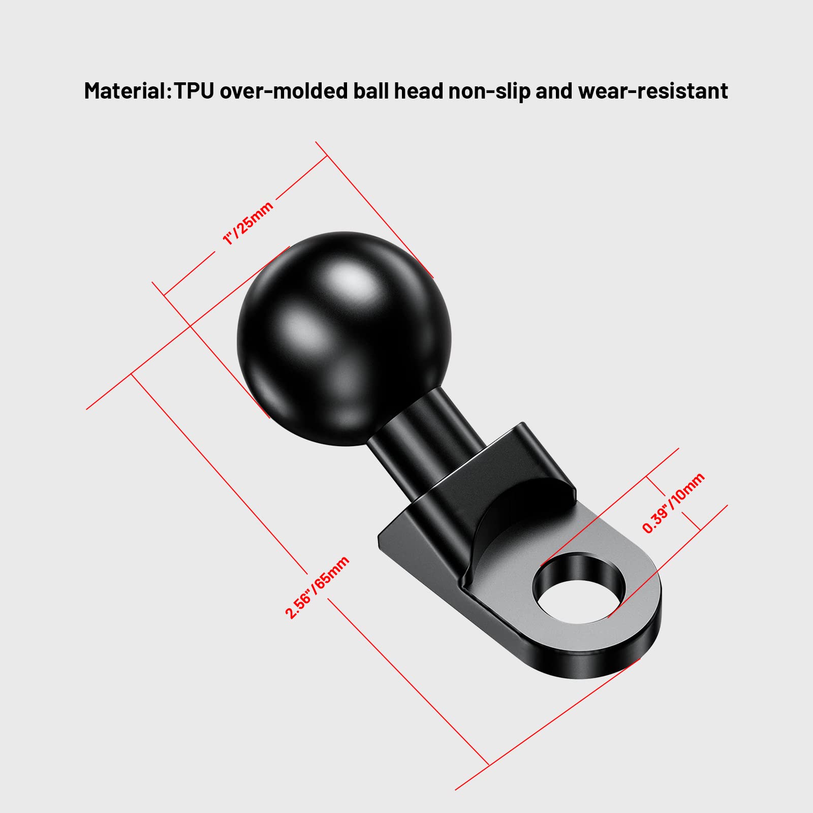 Sptchapn 1'' Aluminum Alloy Mount Base Handlebar Bracket Accessories With 1'' Ball Head And 10Mm Mounting Holder Compatible With