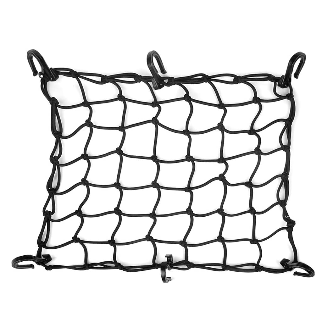 Jchl 15''X15'' Motorcycle Cargo Net Stretches To 30''X30'' With 6 Hooks 2''X2'' Mesh For Motorcycle Motorbike Bikes