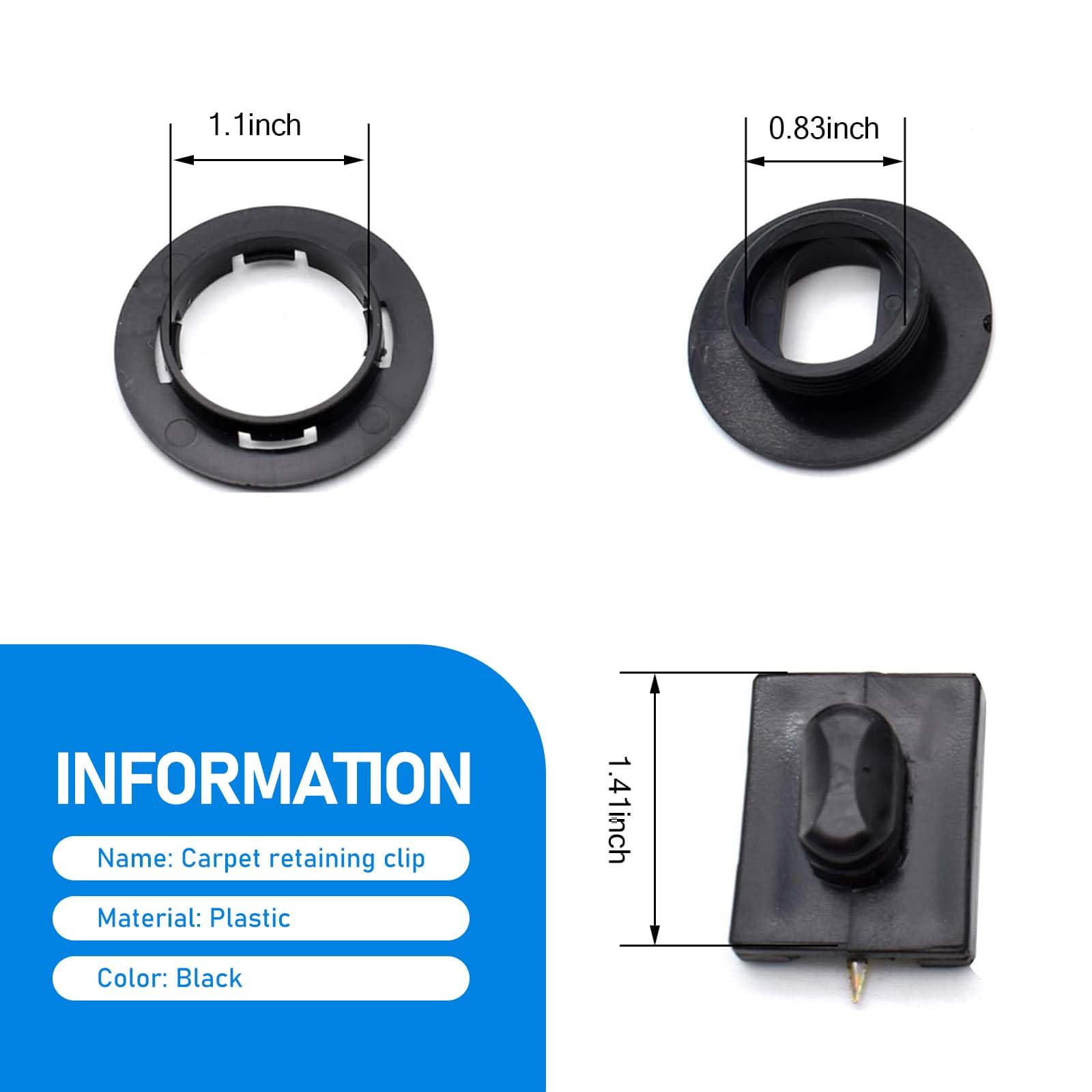 Zikefest 4PCS Car Carpet Fixing Clips, Plastic Carpet Runner, Interior Floor Mat Non-Slip Floor Mat Buckle, Double Layer Foot Pa