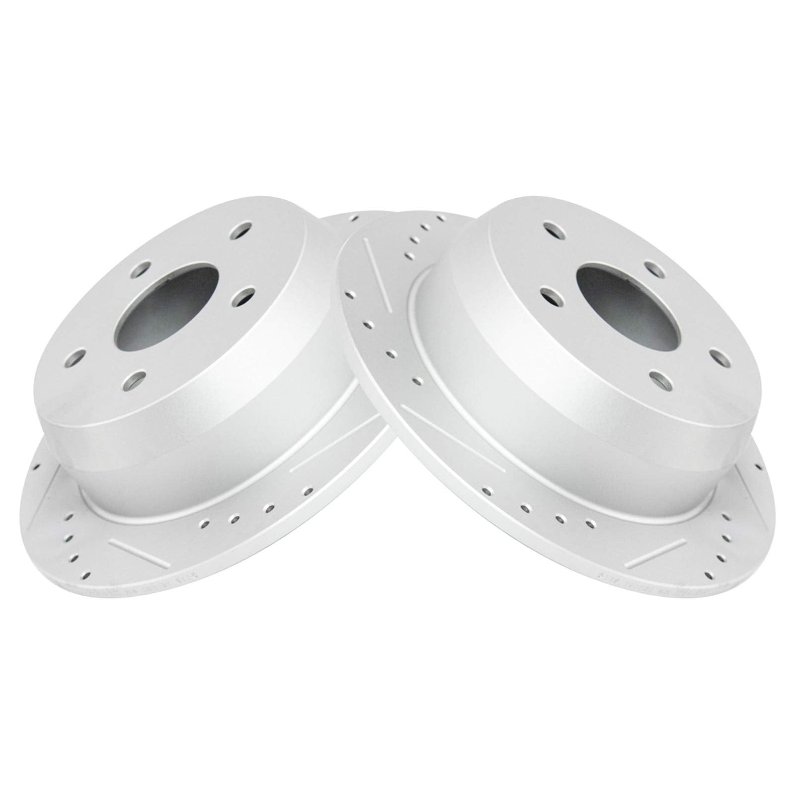 Trq Rear Performance Brake Rotors Set Solid Premium G-Coated Cross Drilled & Slotted Compatible With 1999-2004 Jeep Grand Cherok