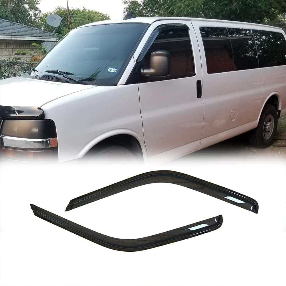 Deebior Side Window Visors Wind Deflector Set fit for 96-20 Chevrolet Express/GMC Savana 1500/2500/3500 Van 03-09 Kodiak/Topkick