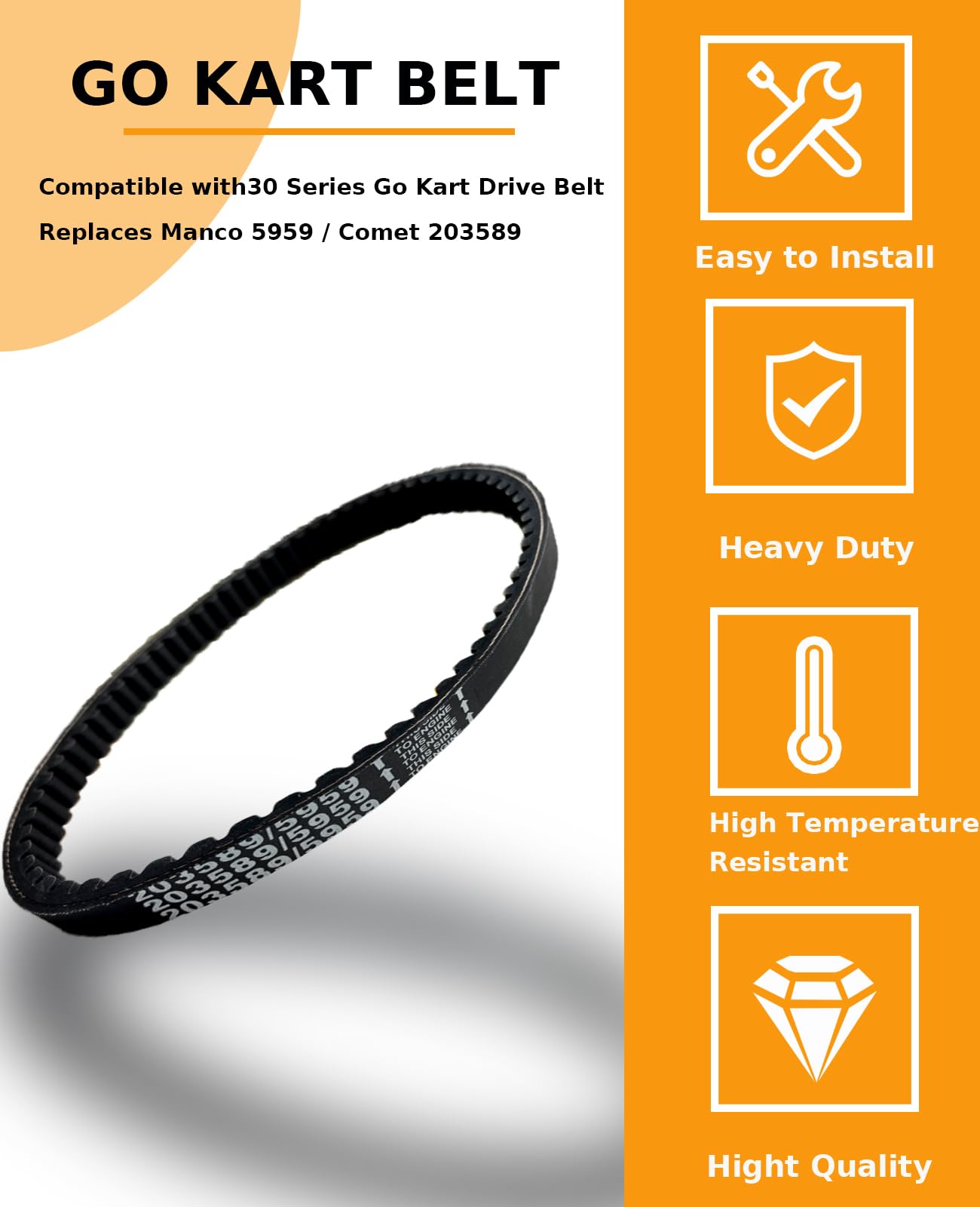 Yonqifon 3 Pack Of Kt196 Drive Belt For 30 Series Go Kart Drive Belt Fit For Manco 5959 / Comet 203589