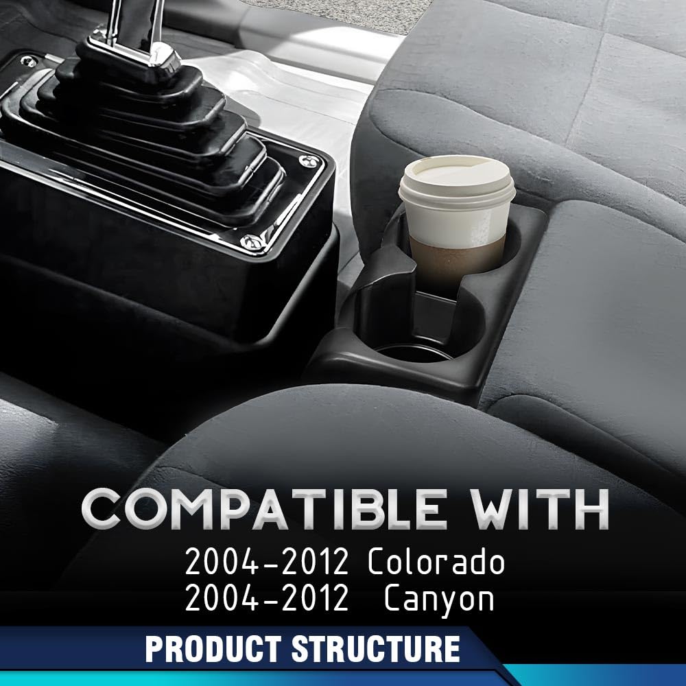 Pit66 Bench Seat Dual Cup Holder Center Console Insert Double Storage Front Rear Compatible With Chevy Colorado 2004-2012/Fit Gm