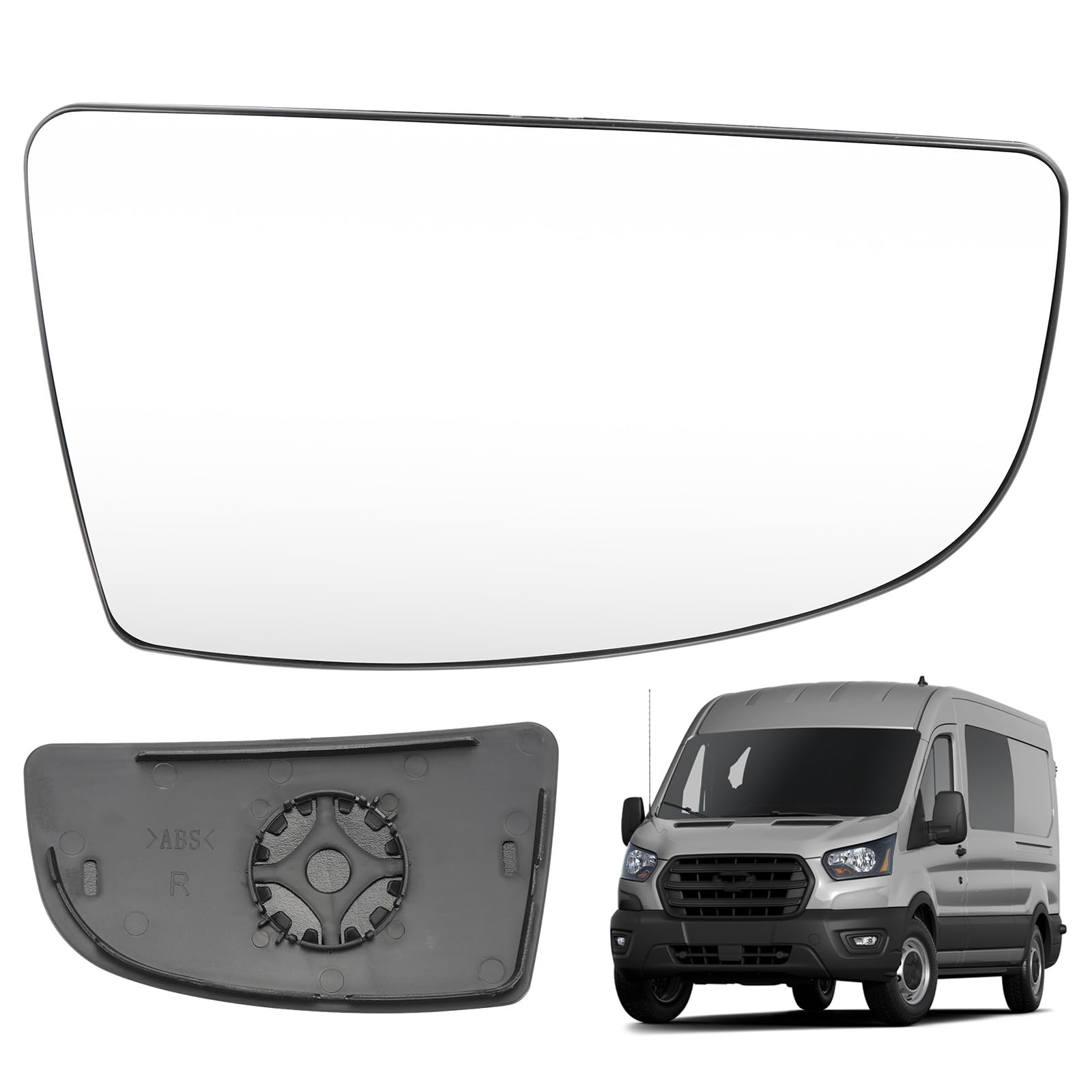LHCDQSKCW Compatible With Ford Transit T150 T250 T350 2015 2016 2017-UP Passenger Right Side Mirror Glass, Lower Tow Mirror with