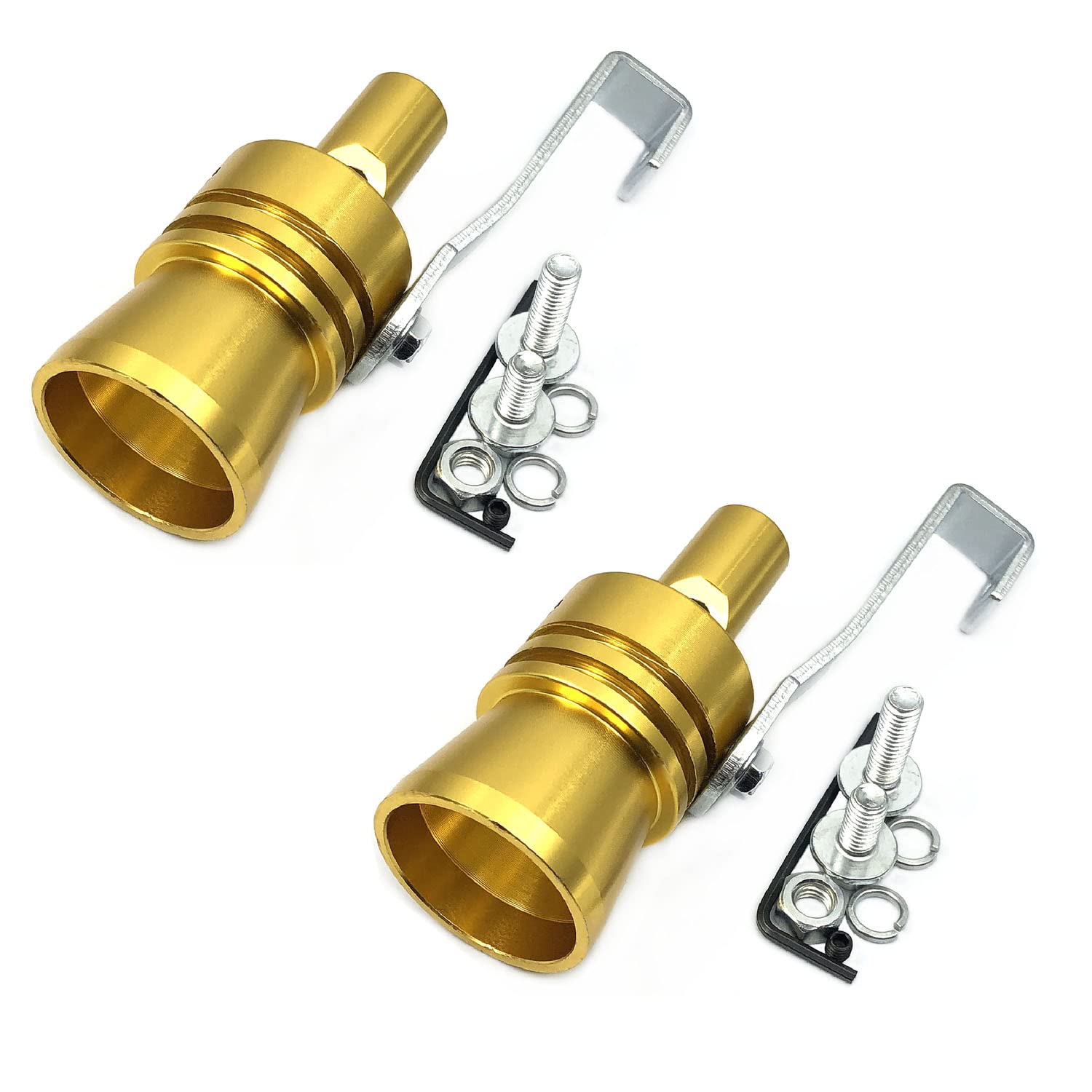 DEVMO 2pcs XL Size Aluminum Alloy Universal Turbo Sound Exhaust Muffler Pipe Whistle Car Roar Maker (XL-Gold)