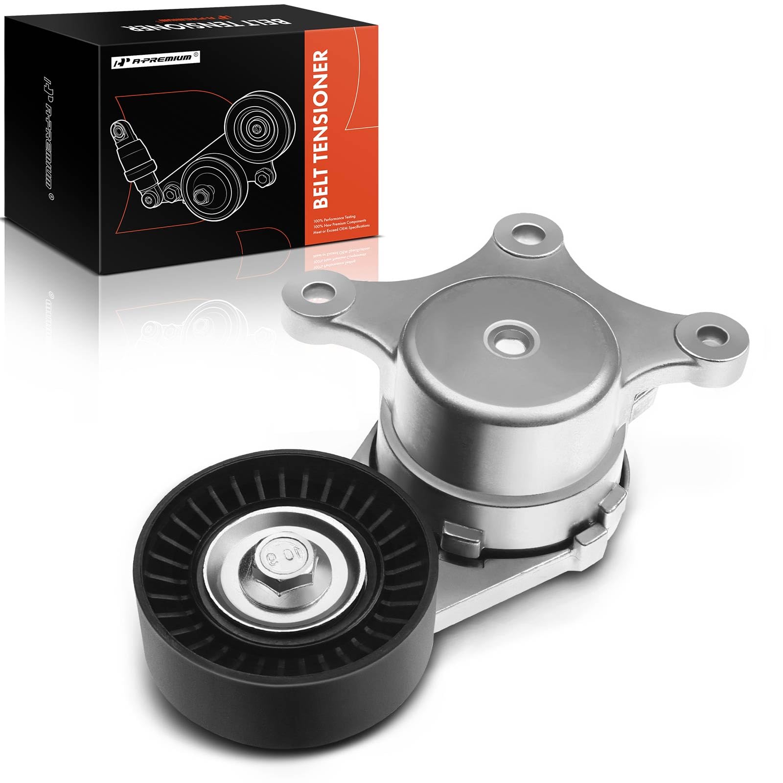 A-Premium Belt Tensioner Assembly with Pulley for Ford, Lincoln, Mazda, Mercury - Replaces BT4E6B209CC, 7T4E6B209EC