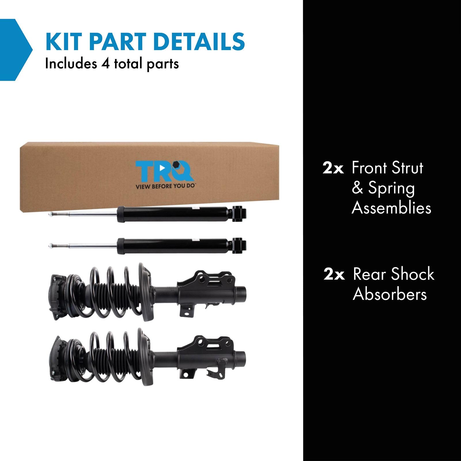 Trq Front And Rear Complete Strut Assembly & Shock Absorber Kit Complete Strut & Coil Spring Assembly Compatible With 2016-2019