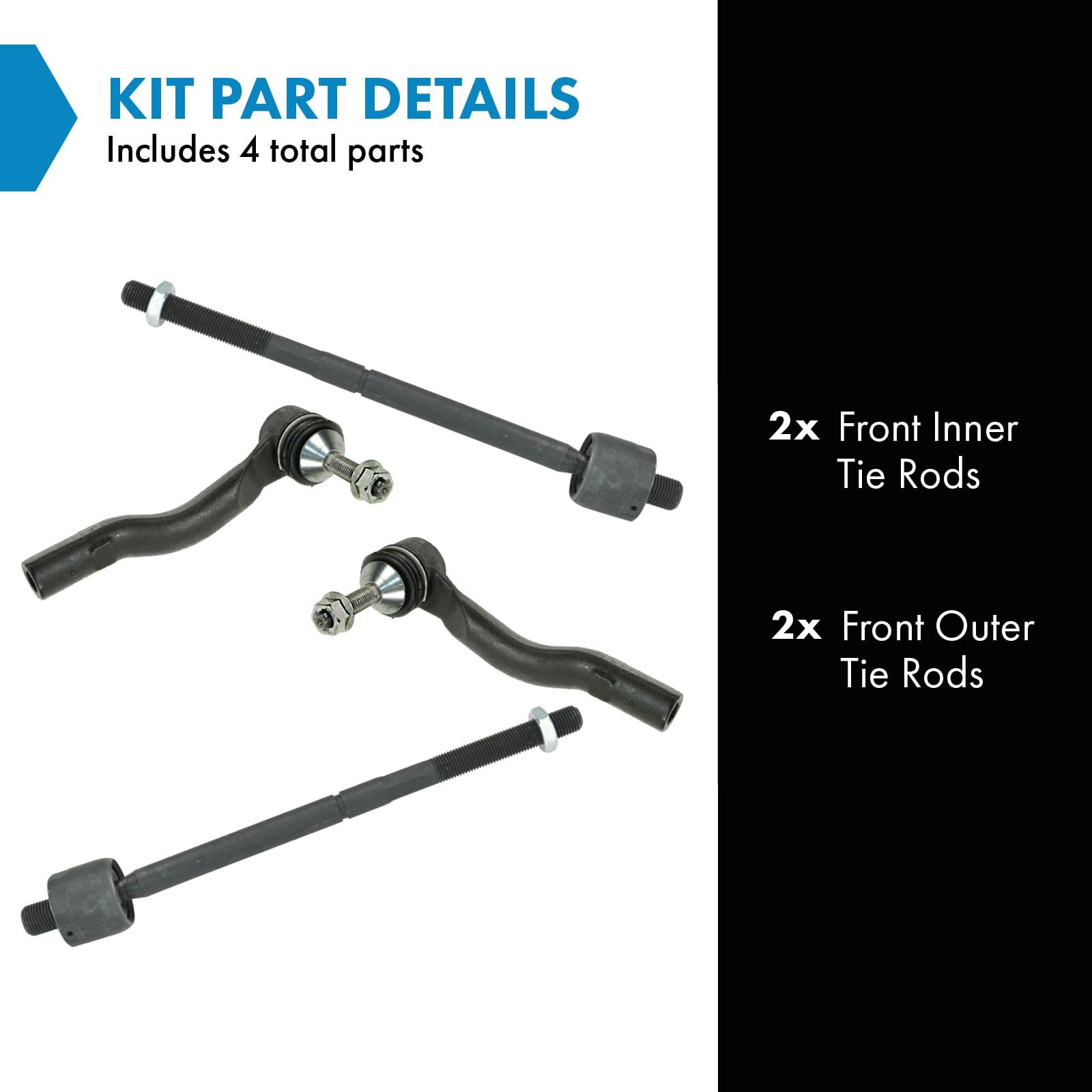 Trq Front Tie Rod Set Compatible With 2003-2011 Ford Crown Victoria Lincoln Town Car Mercury Grand Marquis 2003-2004 Marauder