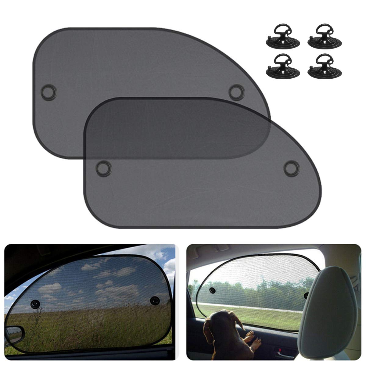 2 Pack Universal Car Window Shade, Cling Sunshade - Sun, Glare And Uv Rays Protection For Your Child - Baby Side Window Car Sun Shades, Blocks Over 98% Of Harmful Uv Rays (Large)