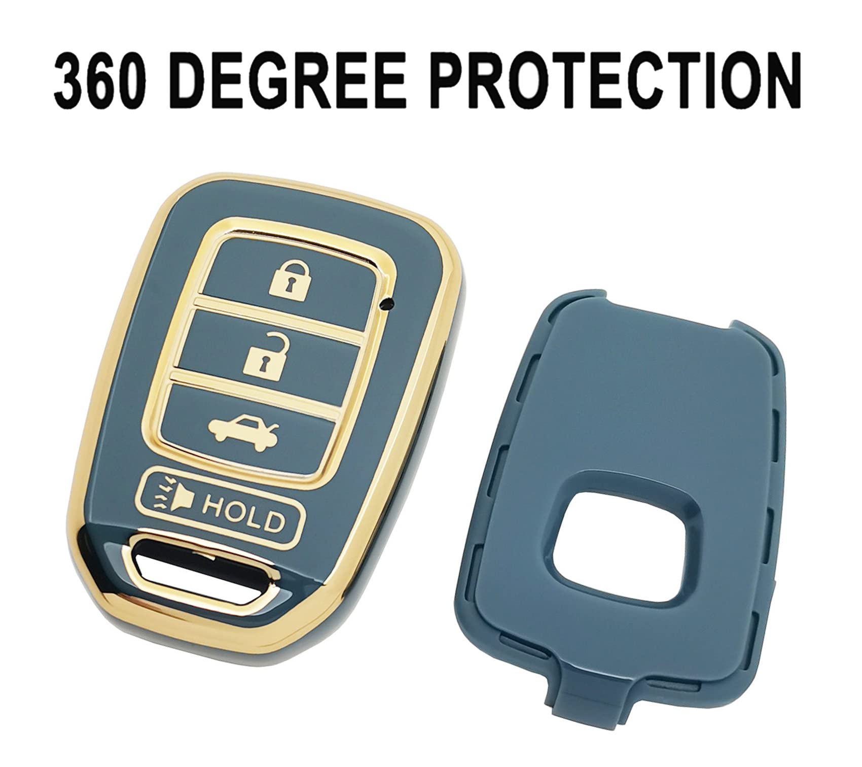 Key Fob Cover Case Fit For Honda Accord Civic Cr-V Hr-V Remote Holder Skin Protector Keyless Entry Sleeve Accessories (Blue)