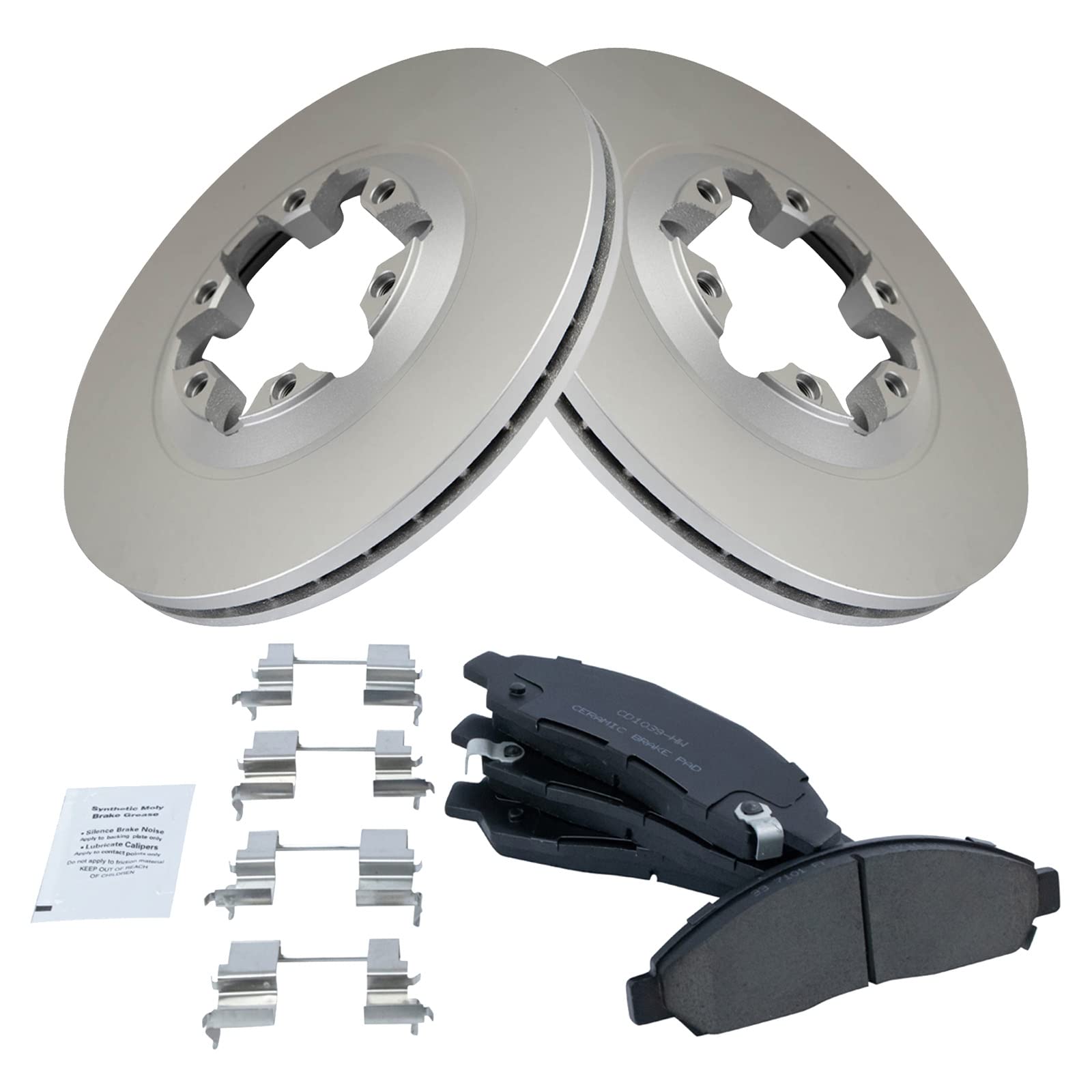 Trq Front Brake Pad & Rotor Kit Brake Pads Brake Rotor Ceramic Premium G-Coated Compatible With 2004-2008 Chevrolet Colorado Gmc