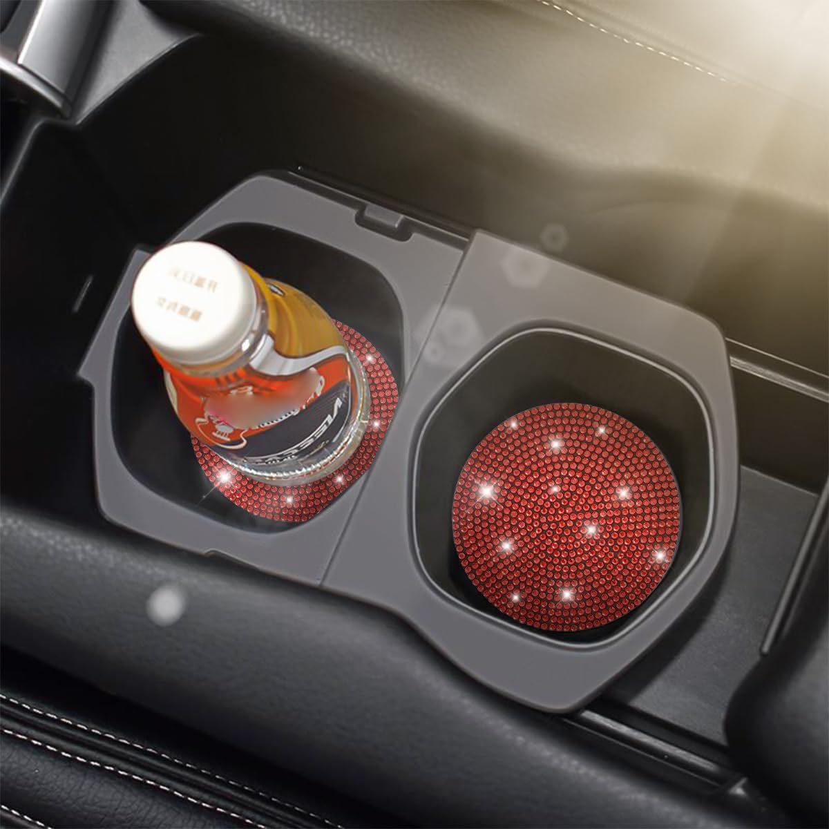 Osilly Bling Car Cup Holder Coaster, 2 Pack Crystal Rhinestone Anti-Slip Insert Coasters, Universal 2.75 Inch Fashion Automotive