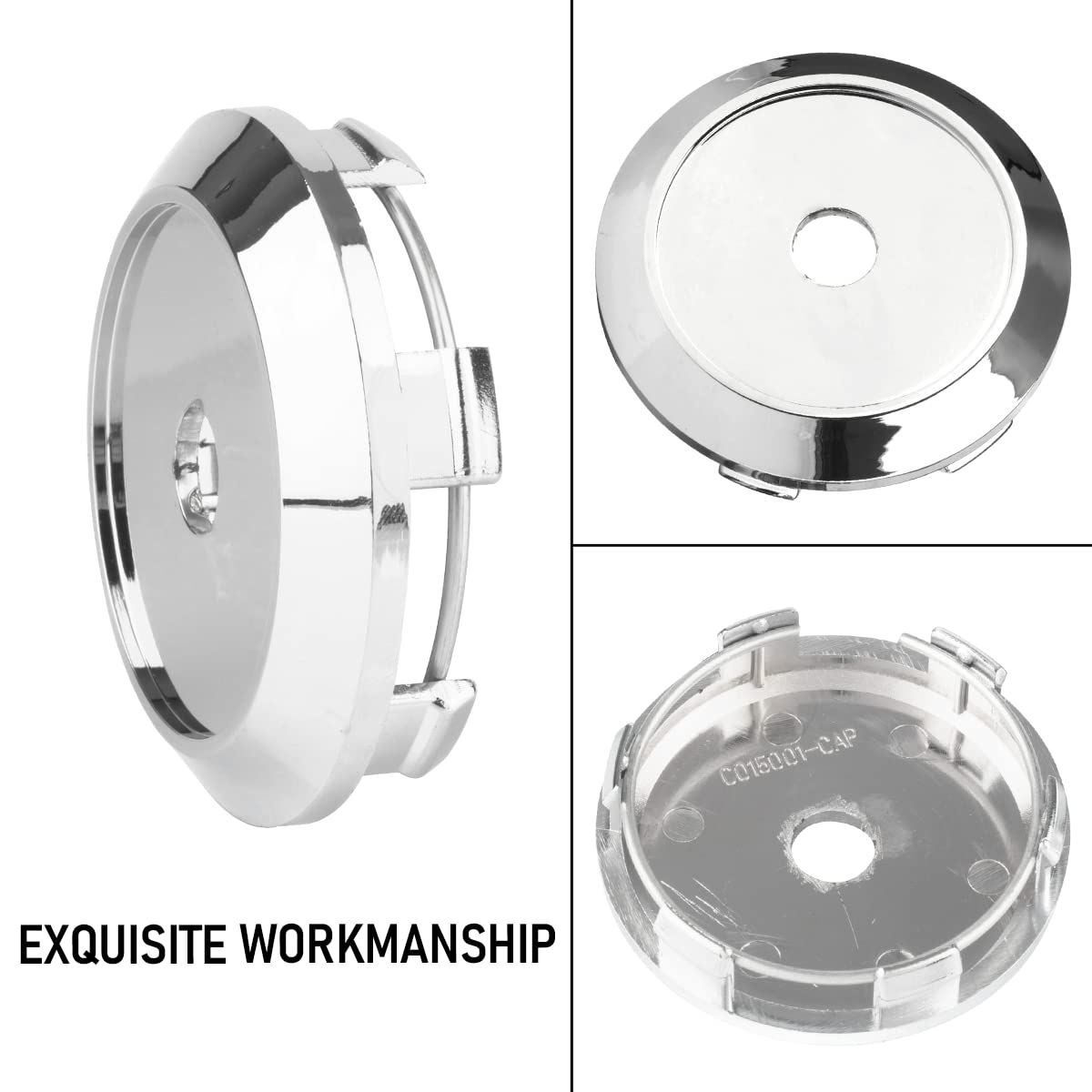 68Mm(2.68In)/64Mm(2.52In) Silver Abs Car Wheel Hub Center Caps Set Of 4 For Rpf1