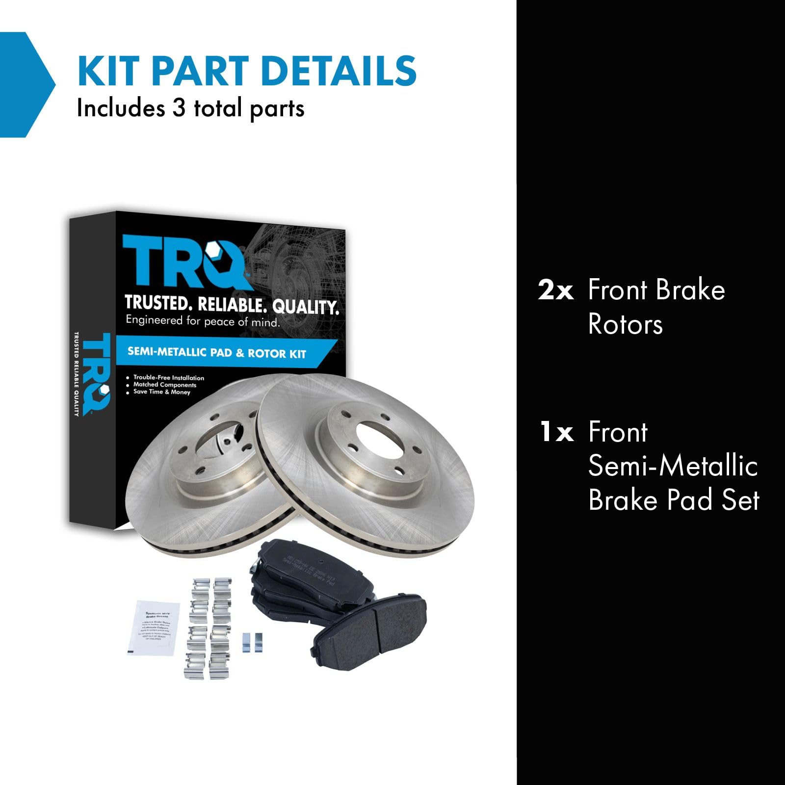 Trq Front Brake Pad & Rotor Kit Brake Pads Brake Rotor Semi-Metallic Compatible With 2007-2014 Ford Edge 2007-2015 Lincoln Mkx