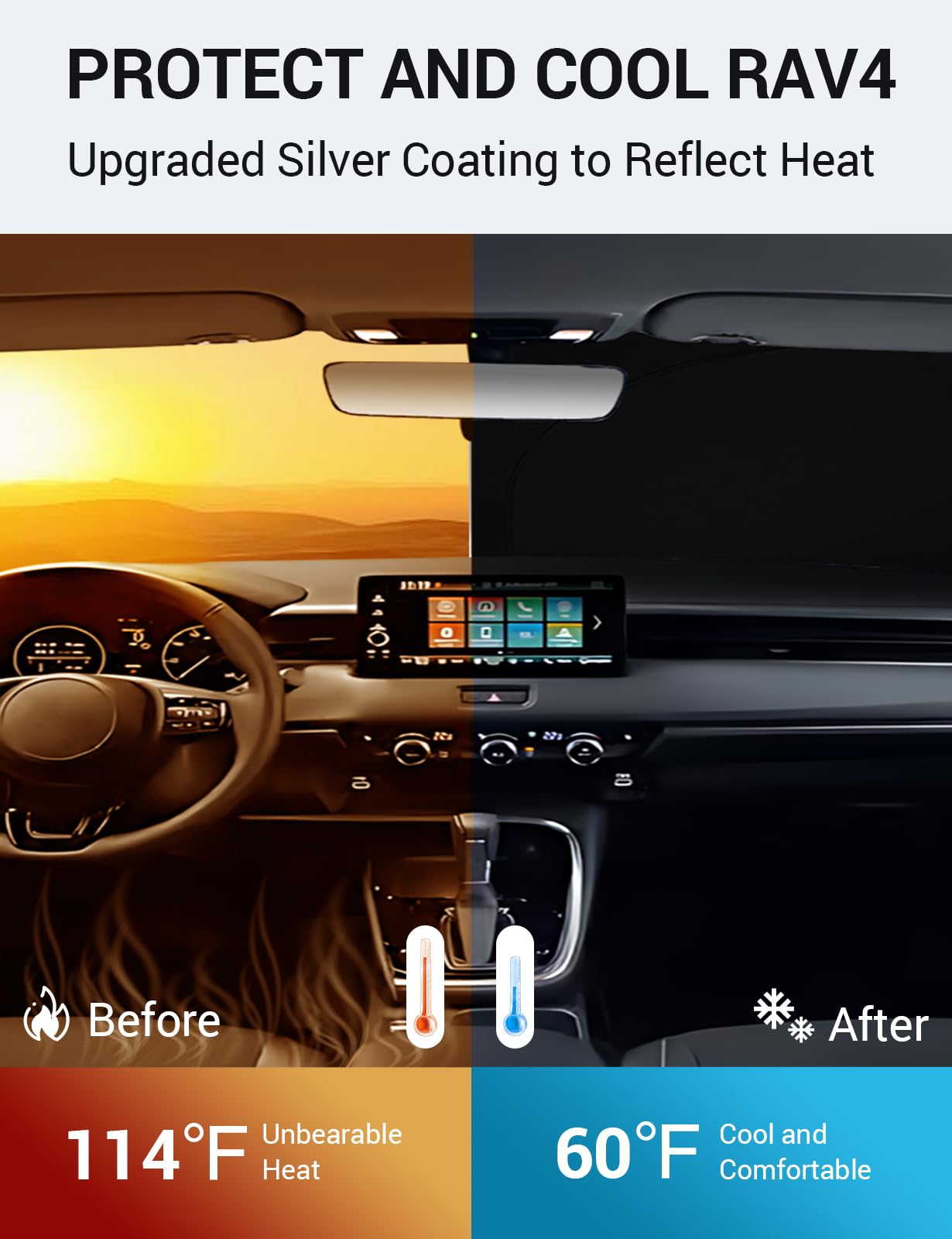 Proadsy 2025 Upgrade Windshield Sun Shade Custom Fit Honda Hrv 2022-2025 Foldable Front Sunshade Protector Sun Visor Blocks Uv R