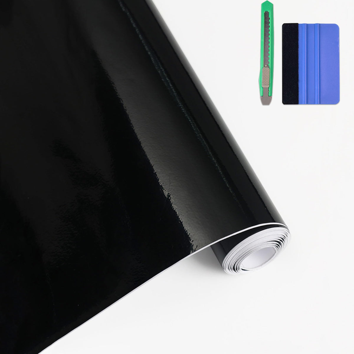 Arespark High Gloss Black Vinyl Wrap, Car Wrap Film Vinyl Roll Self Adhesive Film Black Sticker For Automotives Motos Interior E