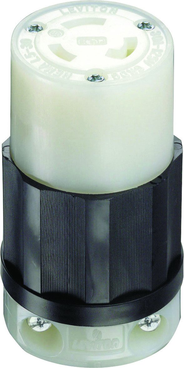 Leviton 30A 125V 2 Pole 3 Wire Black & White Locking Connector
