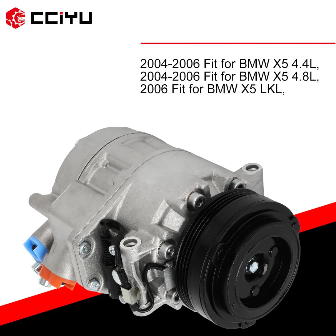 cciyu AC Compressor for Car 2004-2005 2006 for BMW X5 4.4L 4.8LAir Conditioning Compressor with Clutch 4 Grooves 98442