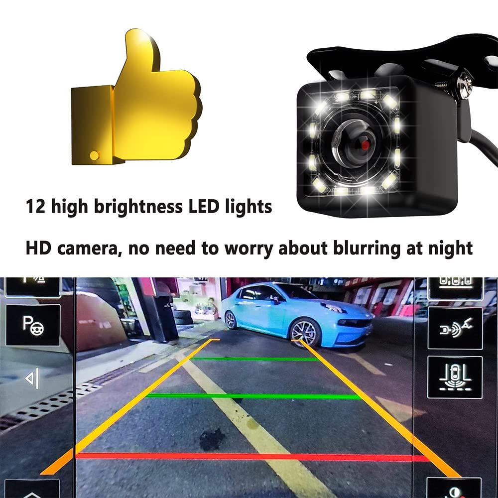 Backup Camera For Car Hd Rear View Camera Ultra Hd 12 Led Night Vision Waterproof 140 Wide View Reverse Camera Fit Universal Car