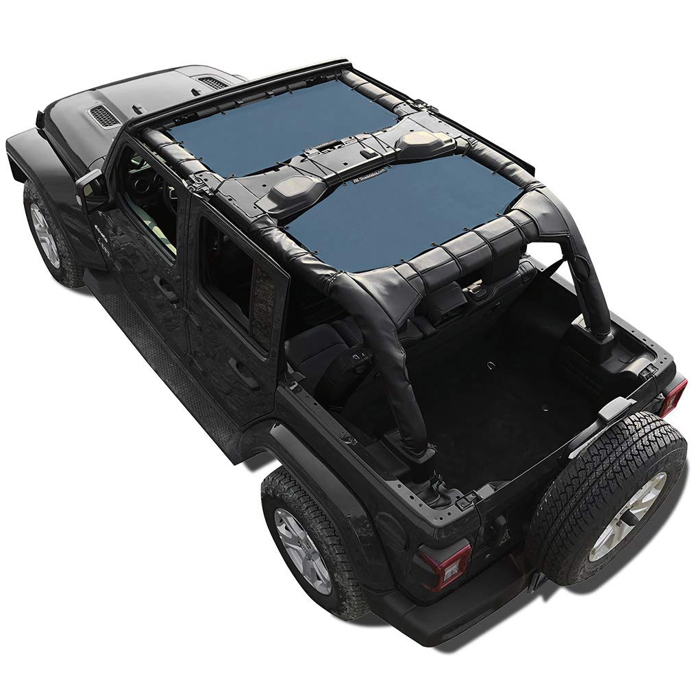 Shadeidea Sun Shade Top For Jeep Wrangler Jl Unlimited (2018-2023) 4 Door Front And Rear 2 Piece - Mesh Screen Sunshade Jlu Top