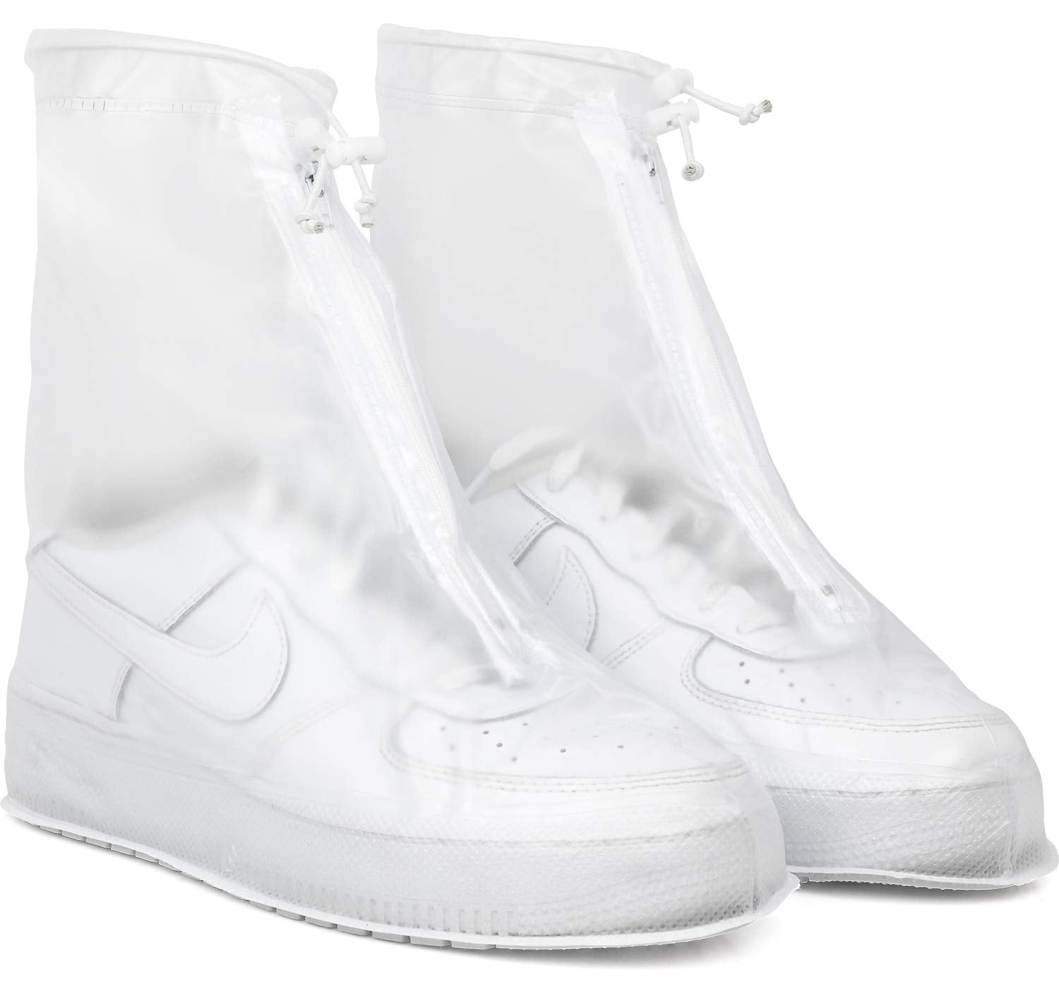 Rain Shoe Covers | Waterproof Shoe Covers for Men Women | Reusable Galoshes Overshoes (Clear, Medium)