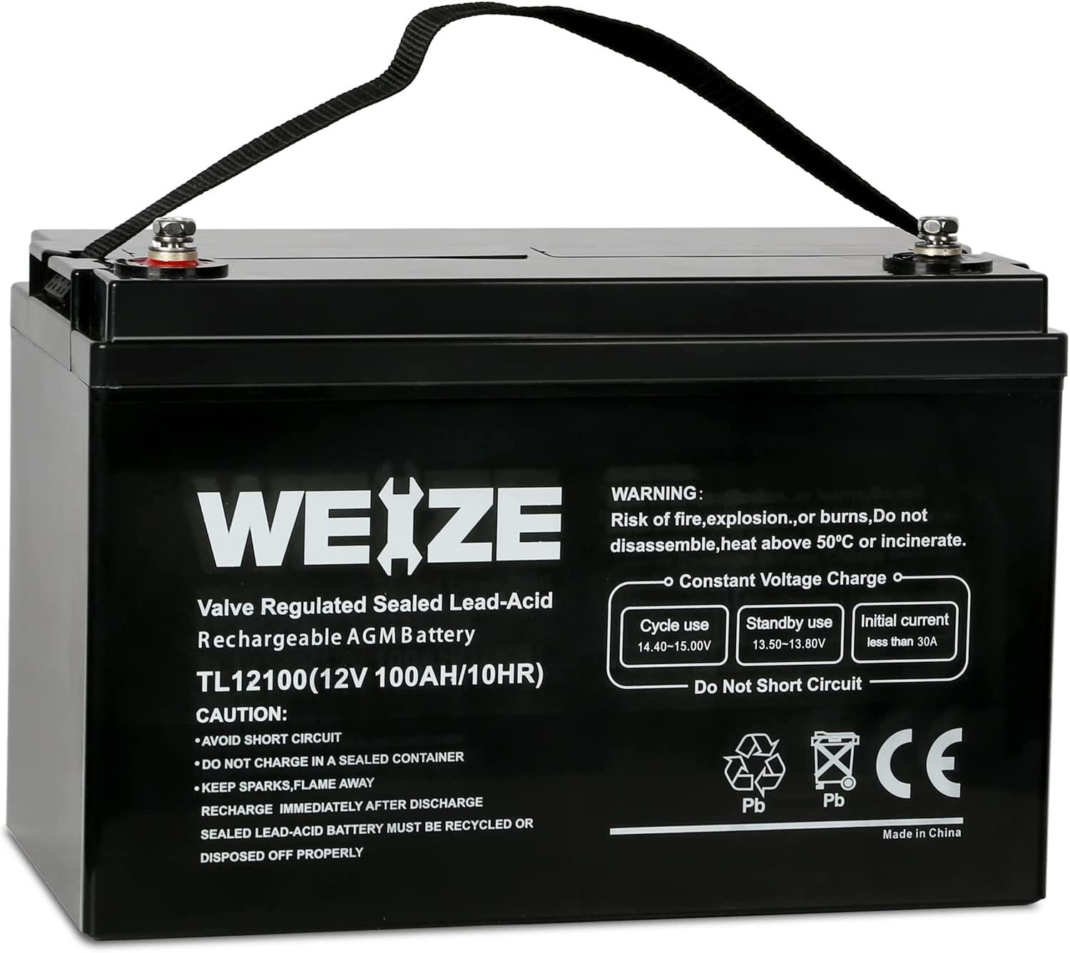 Weize 12V 100Ah Deep Cycle Battery, Group Size 31 Battery For Rv, Solar, Camping, Cabin, Marine And Off-Grid System, 1150A Max D
