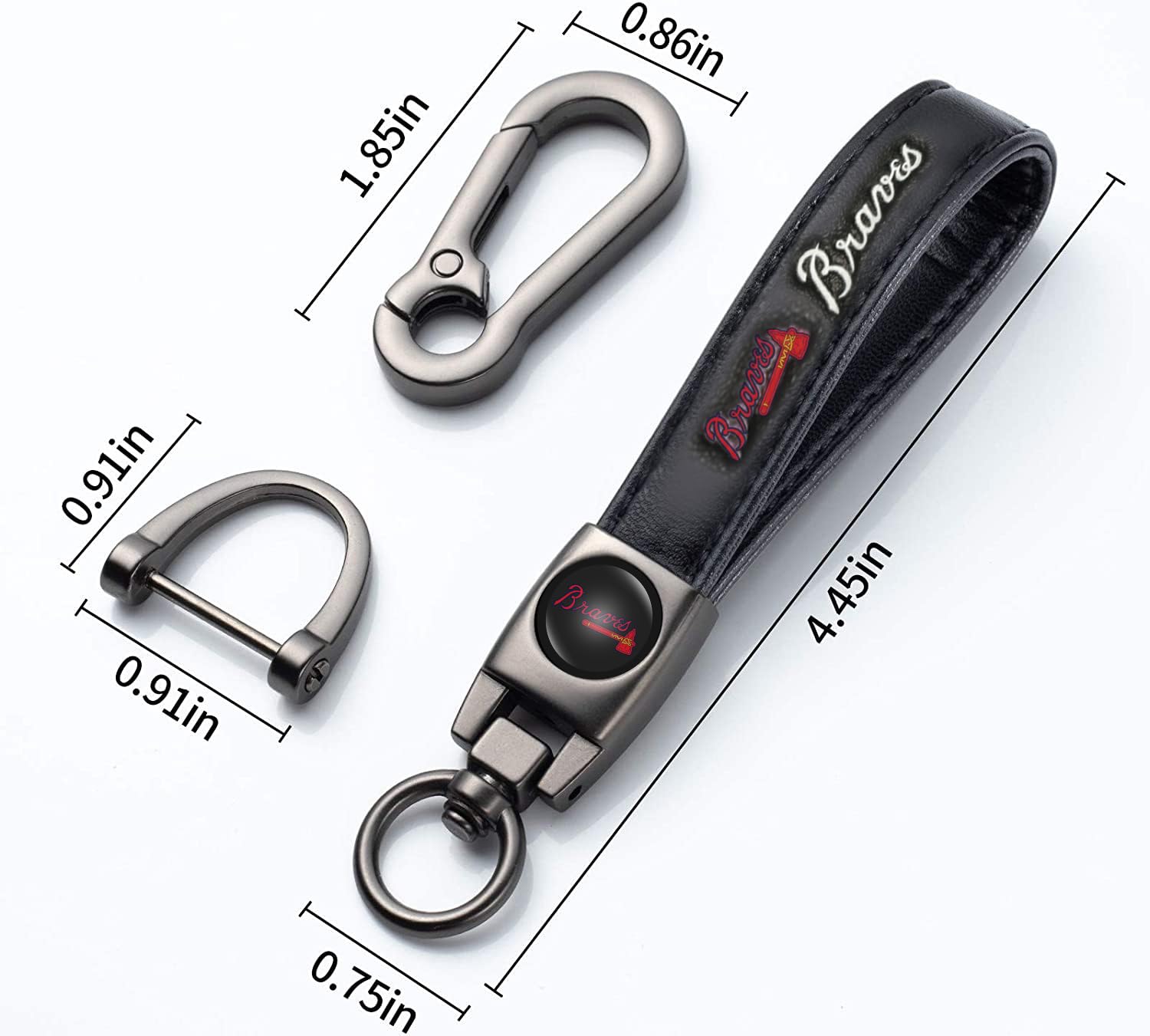 Kaleduo Atlanta Braves Baseball Fans Leather Keychain - Stylish Car Key Ring Gift for Men & Women, Perfect for Sports Enthusiasts