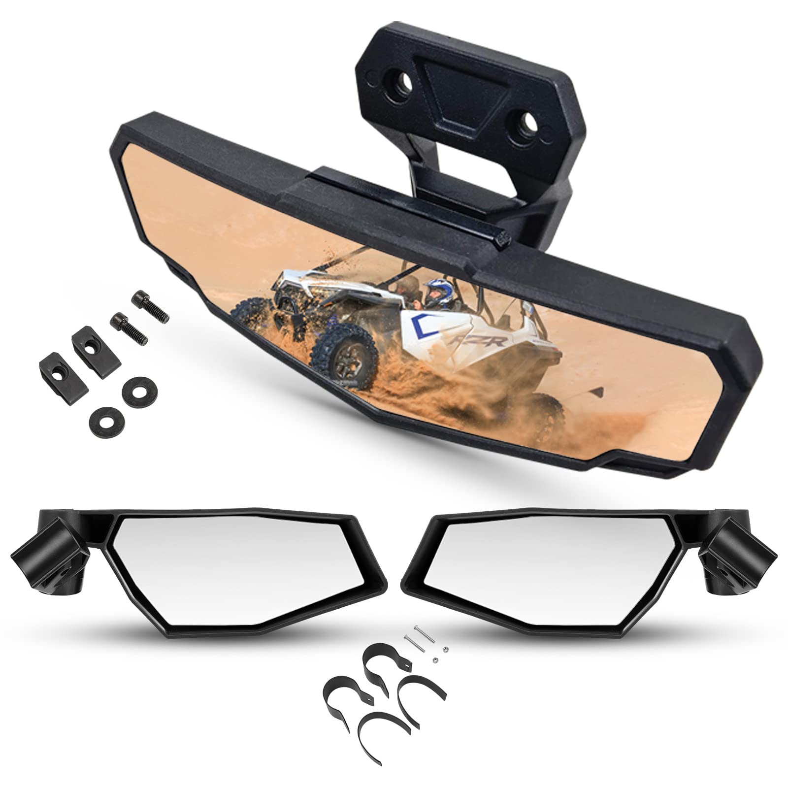 A & Utv Pro Rzr Pro Xp Rear View Mirror & Side Mirrors Kit For 2020-2024 Polaris Rzr Pro Xp/Pro Xp4 / Pro R/Turbo R, Adjustable 