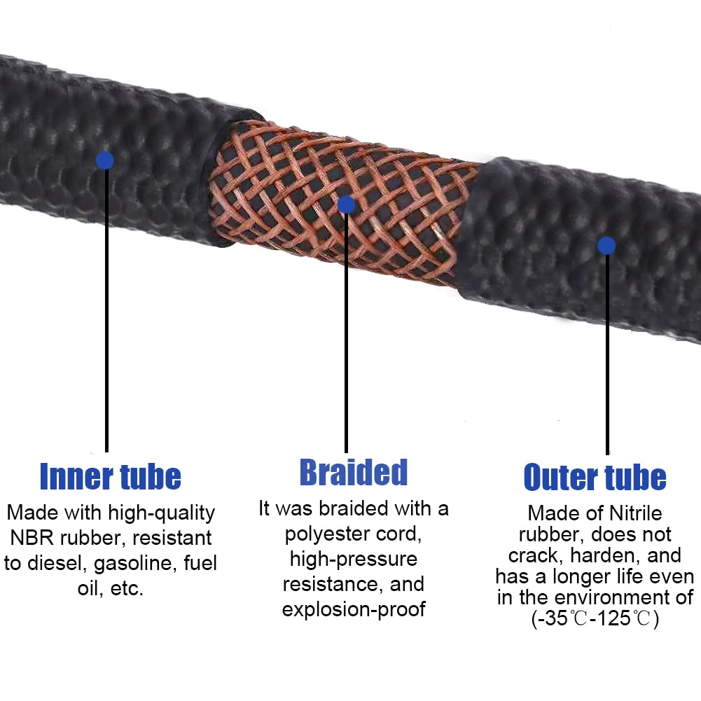 1/2 Fuel Line Transmission Hose - 13Mm High-Pressure Fuel Line 300Psi For E85/ E10/ Diesel/Biodiesel/Gasoline/Oil/Grease/Coolants/Water And Air