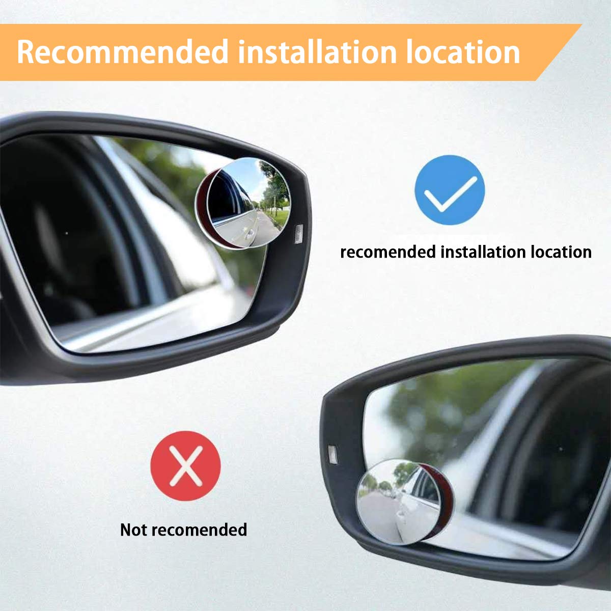Car Blind Spot Mirror, 2'' Round Hd Glass Frameless Convex Rear View Mirror With Wide Angle Adjustable Stick For Cars Suv And Tr