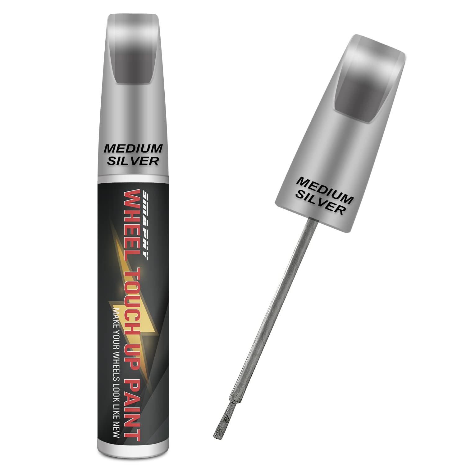 Silver Rim Touch Up Paint, Wheel Repair Paint Quick And Easy, Touch Up Paint For Cars Wheel, Silver Car Rim Paint For Car Wheel Repair, Universal Color For Rims (Medium Silver)