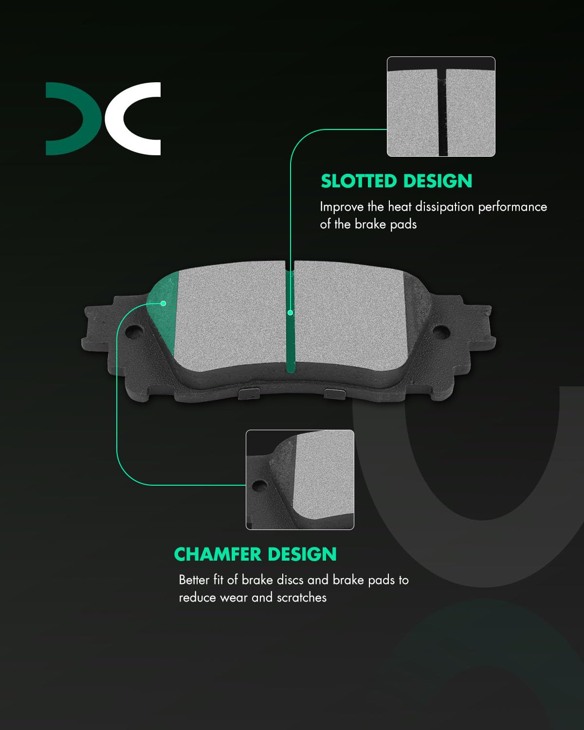 Scitoo Rear Disc Brake Pad Set 4Pcs W/Hardware Fit For Lexus For Es300H/For Es350/For Nx200T/For Nx300/For Nx300H, For Toyota Fo